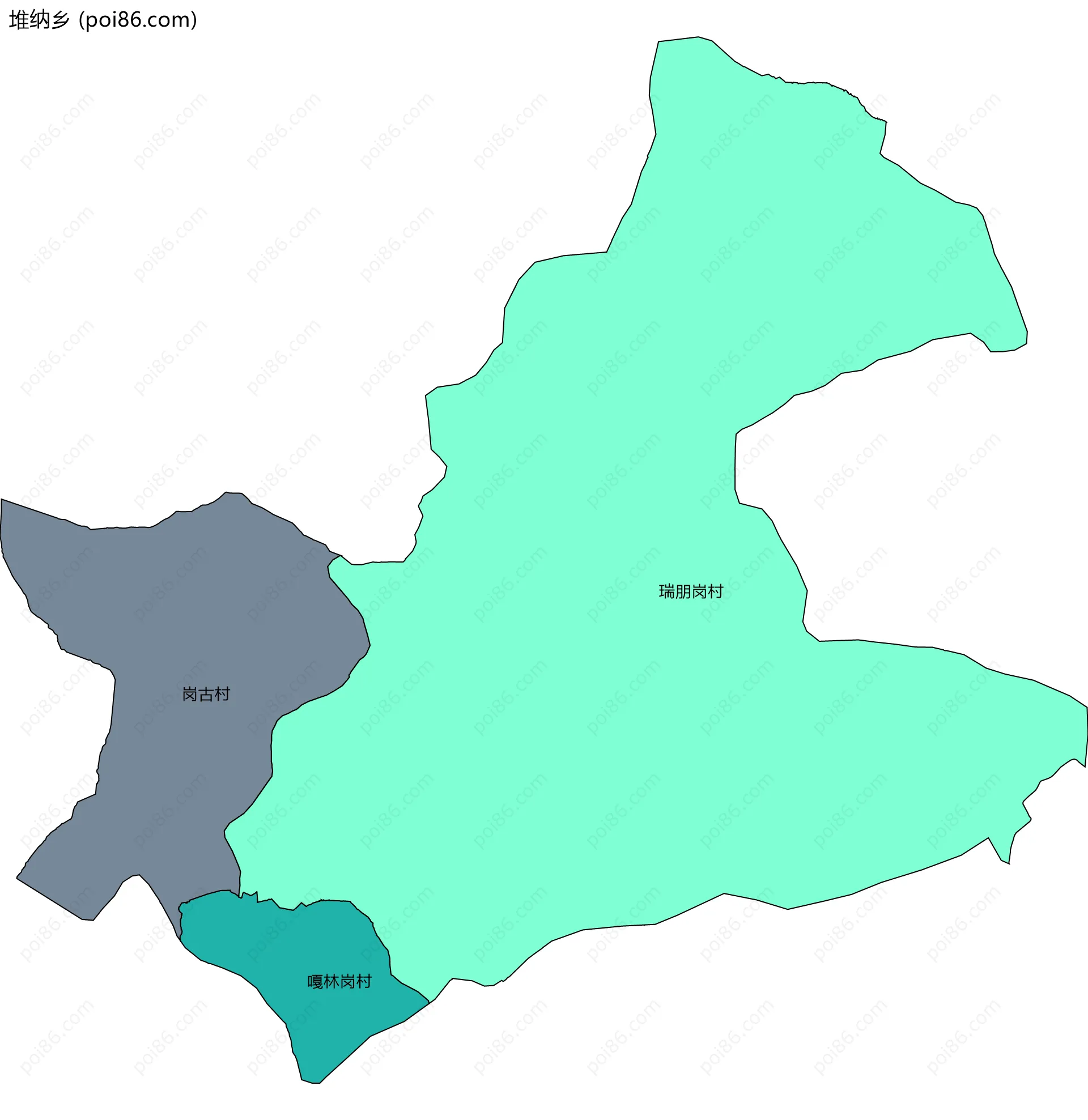 堆纳乡边界地图(五级行政区划)