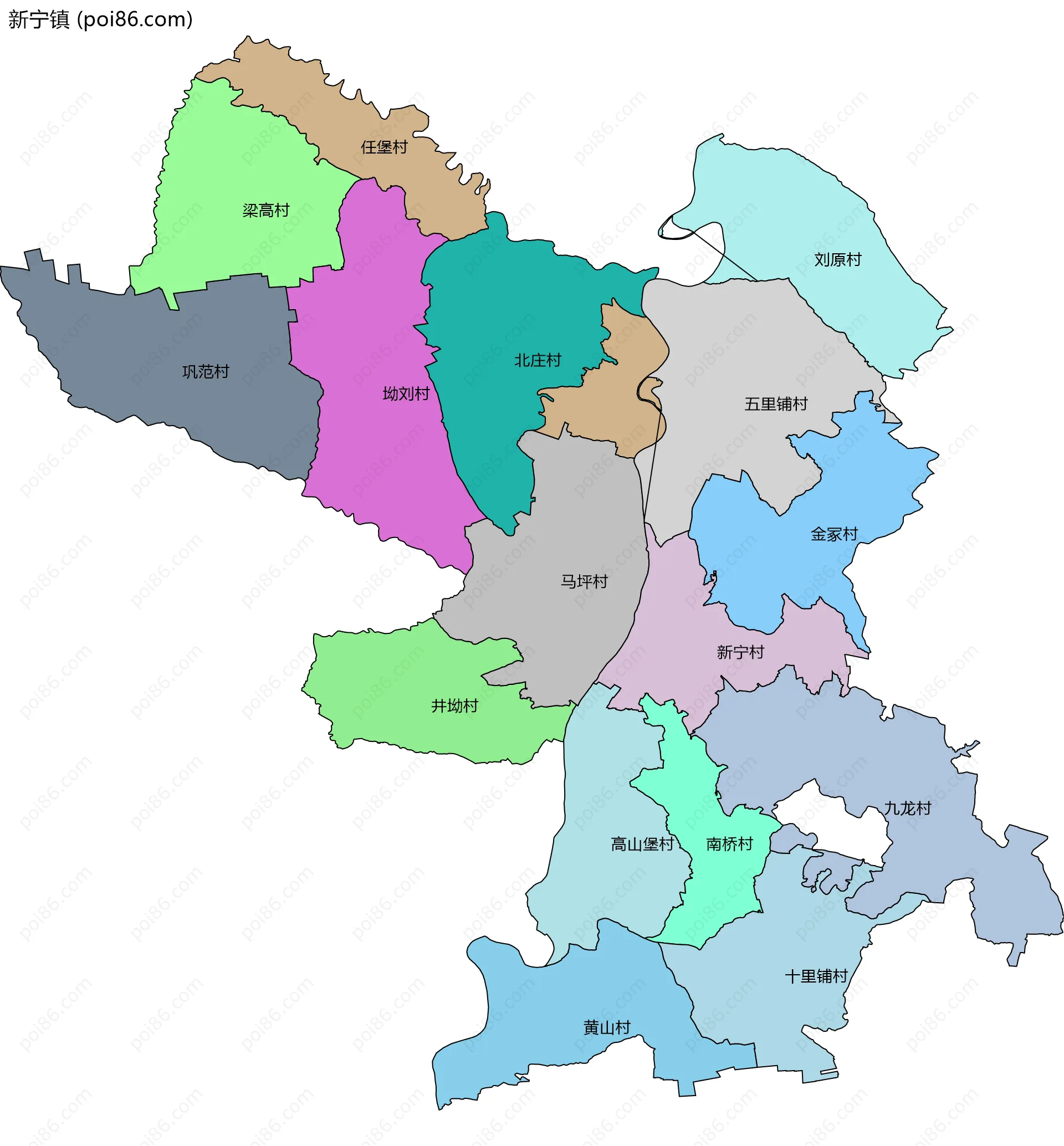 新宁镇边界地图(五级行政区划)