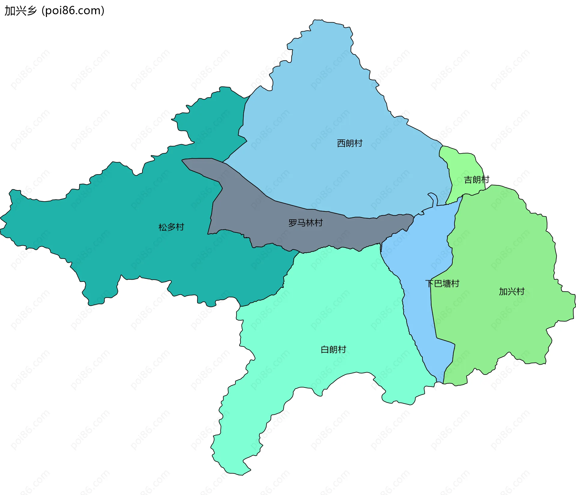 加兴乡边界地图(五级行政区划)