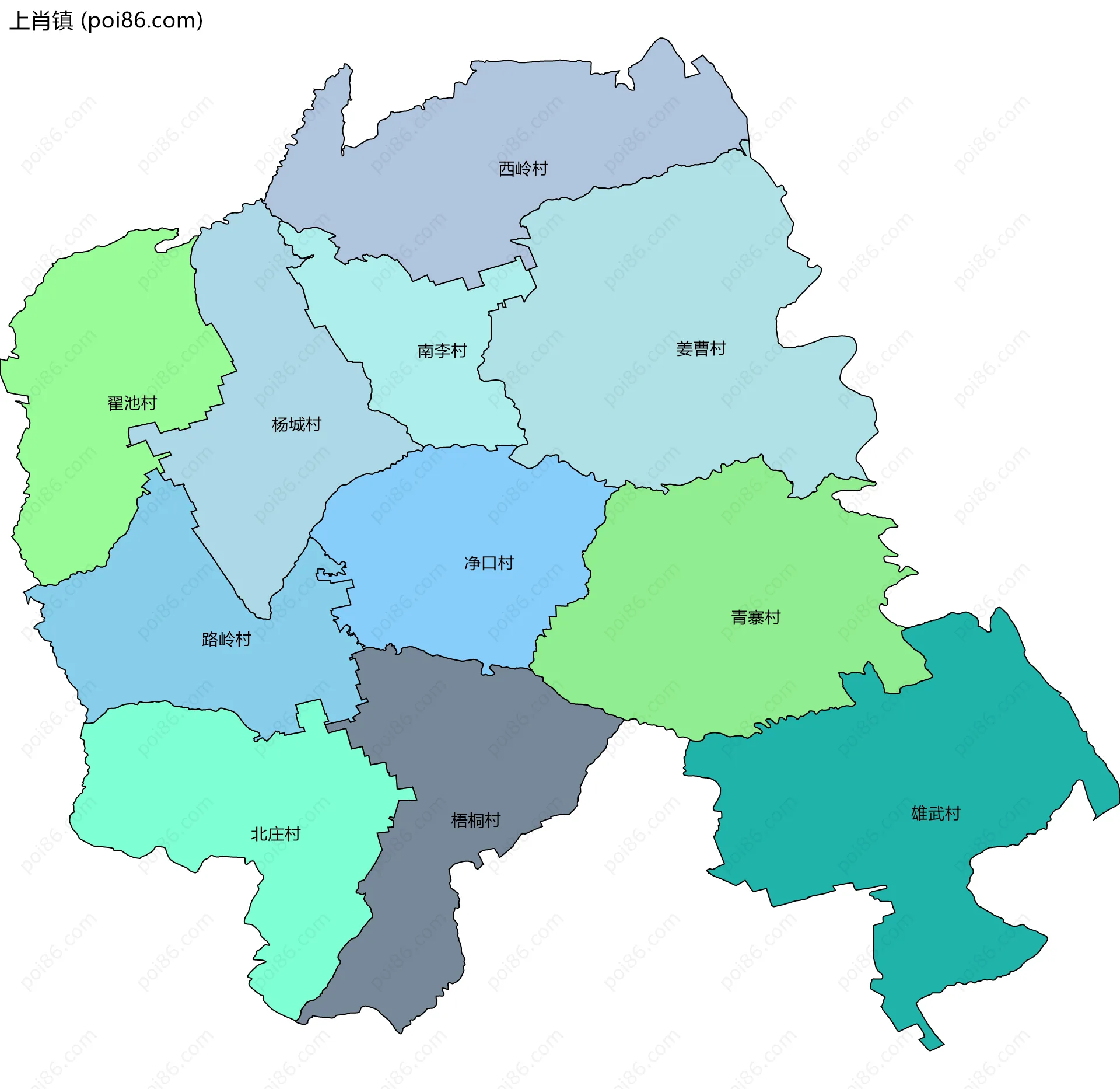 上肖镇边界地图(五级行政区划)