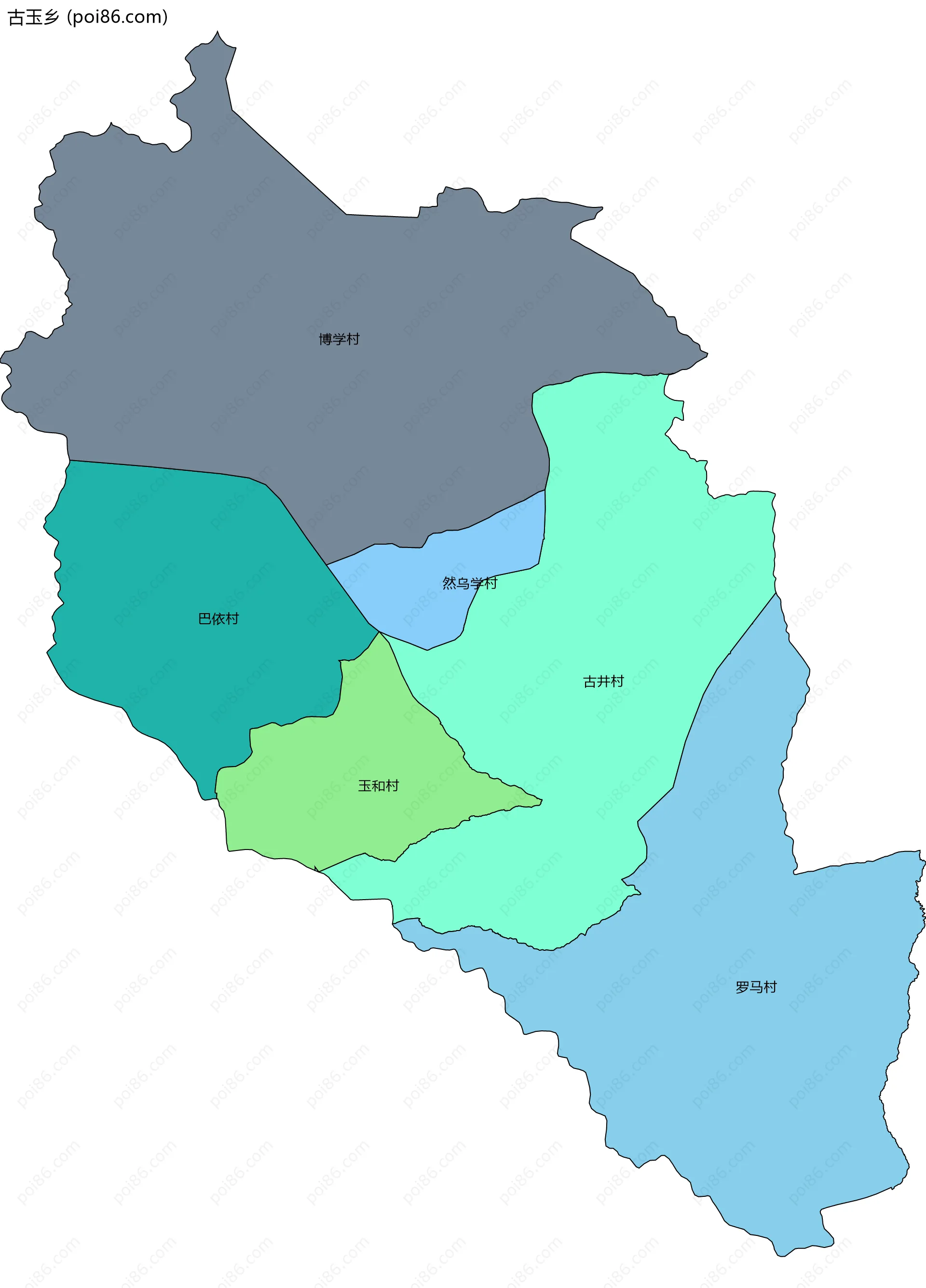古玉乡边界地图(五级行政区划)