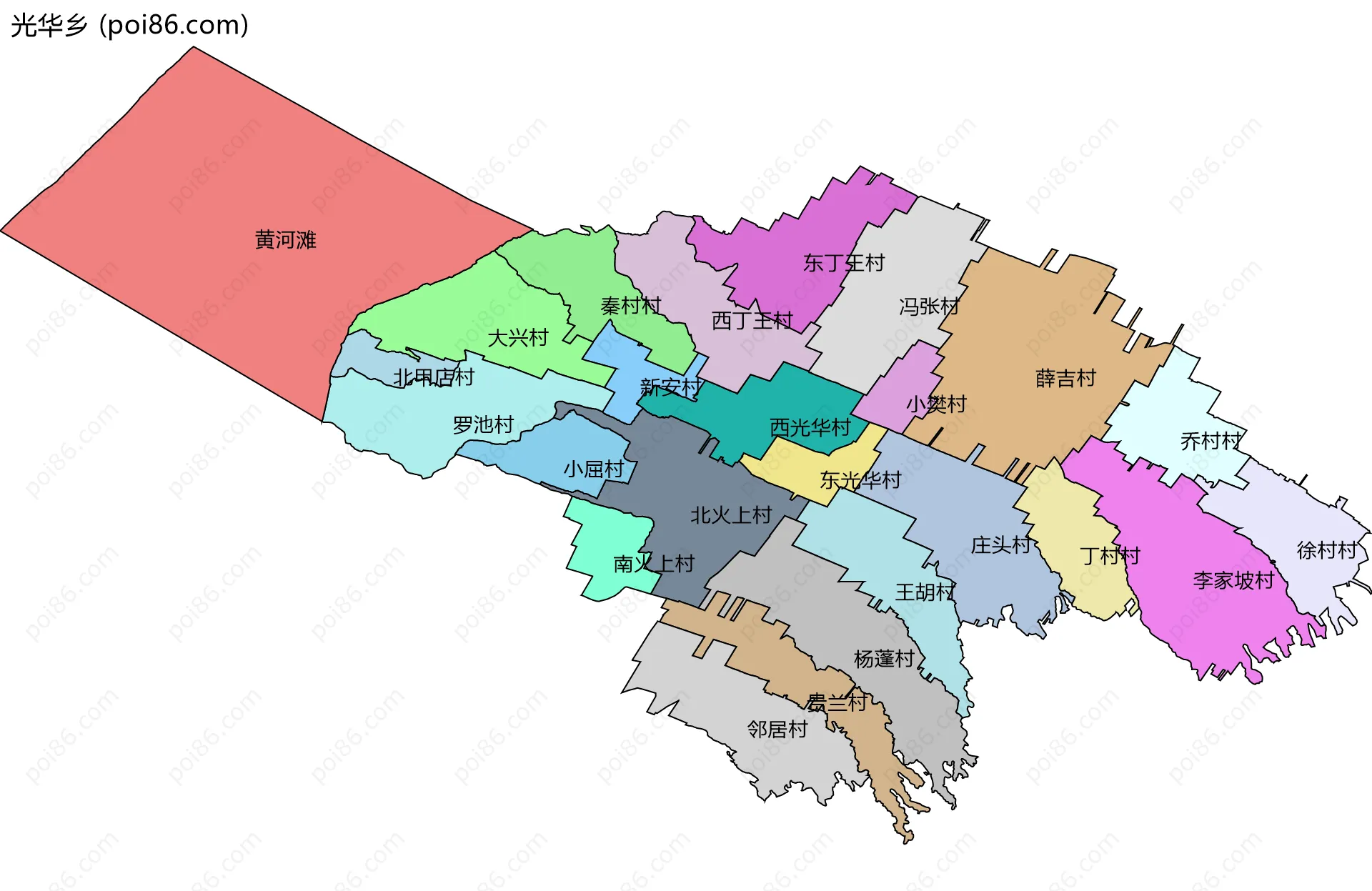 光华乡边界地图(五级行政区划)