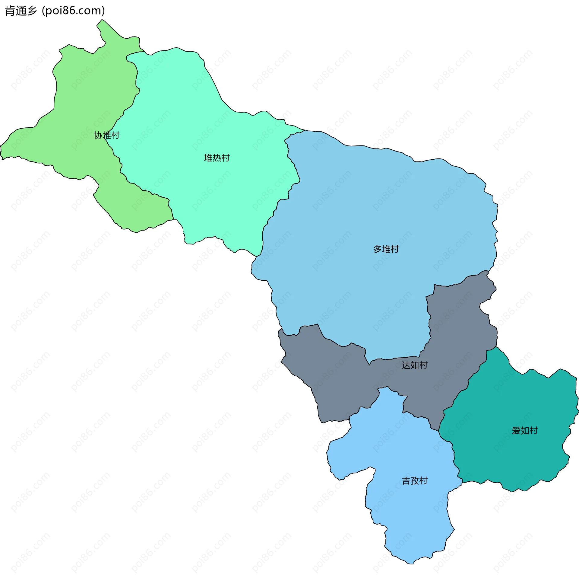 肯通乡边界地图(五级行政区划)