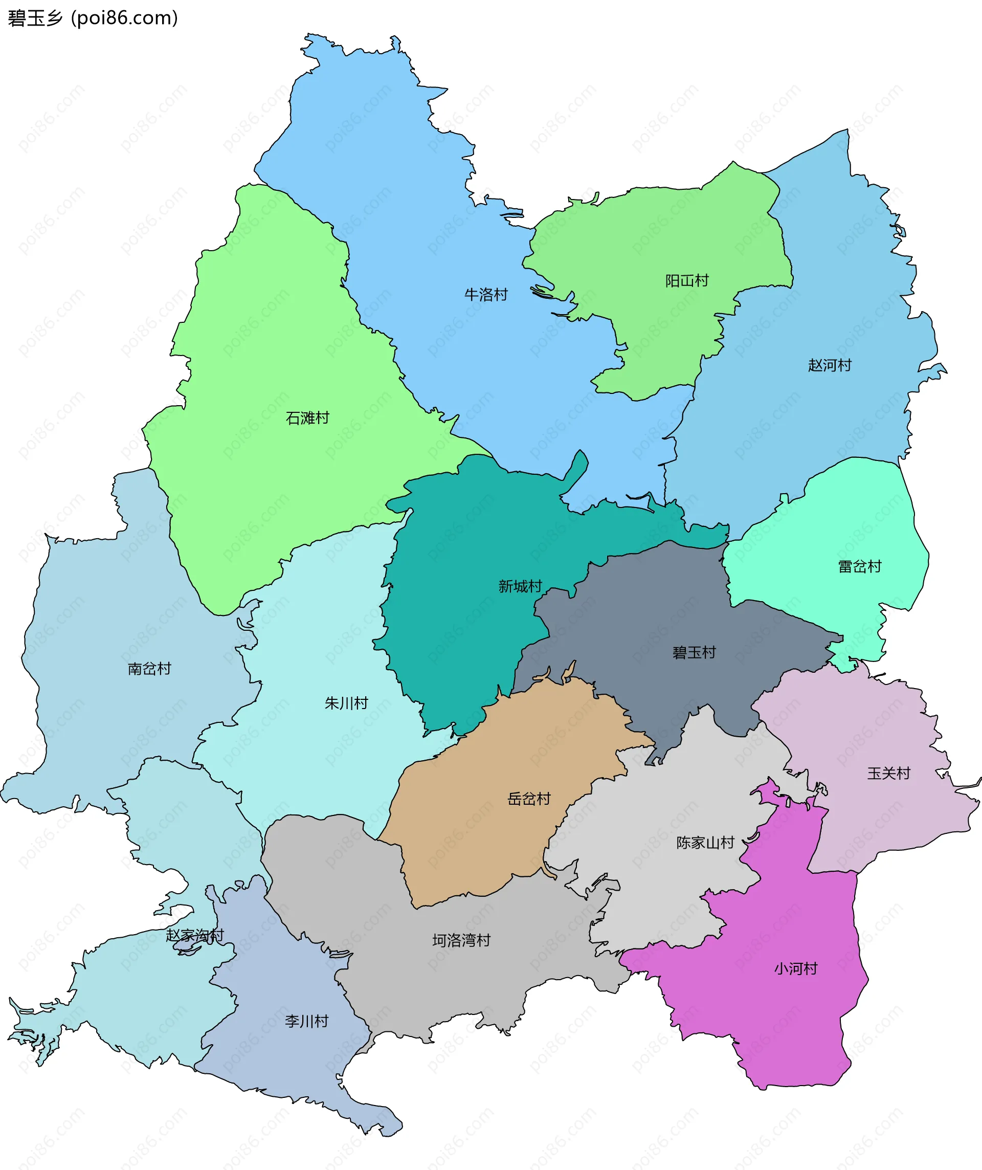 碧玉乡边界地图(五级行政区划)