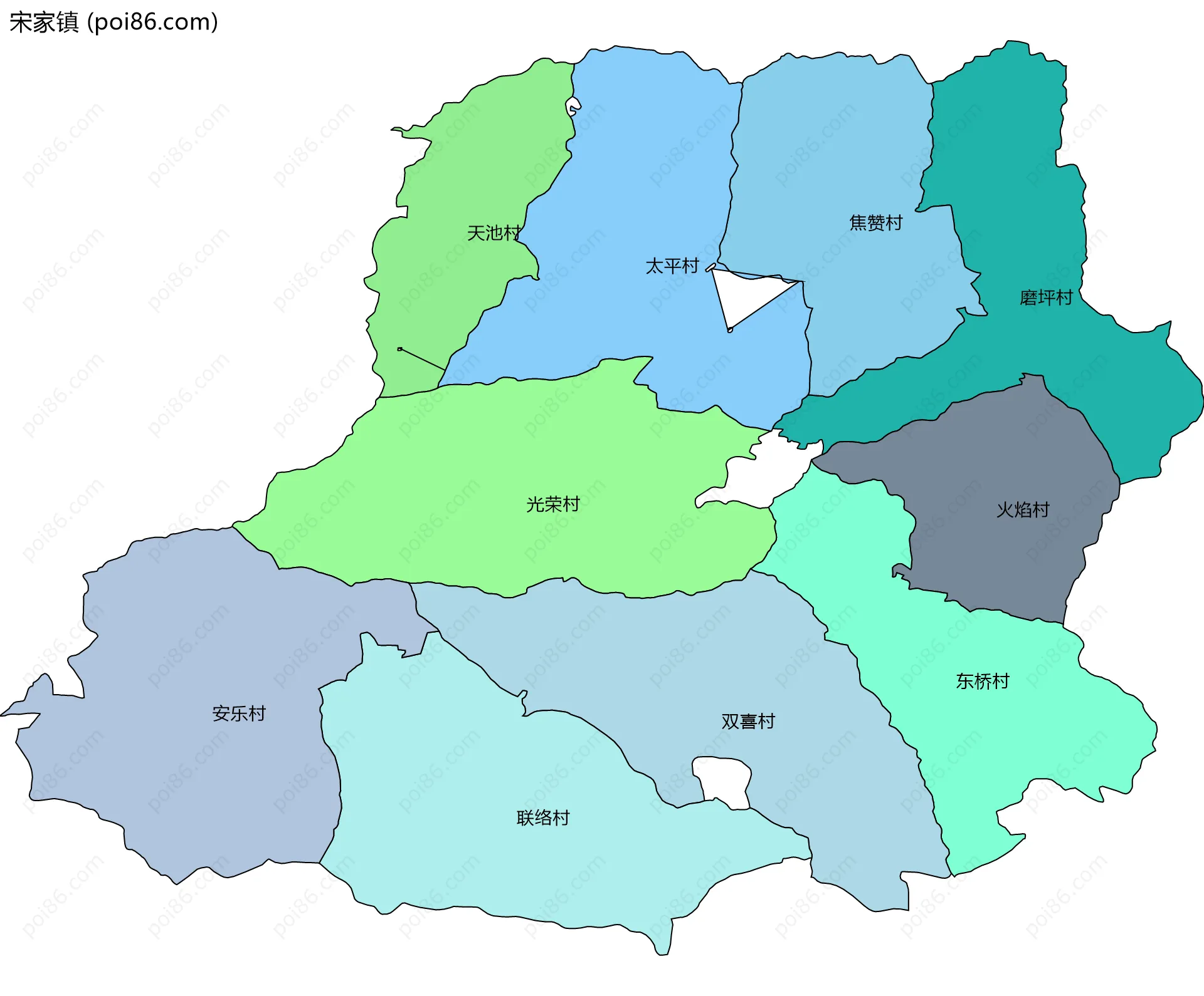 宋家镇边界地图(五级行政区划)