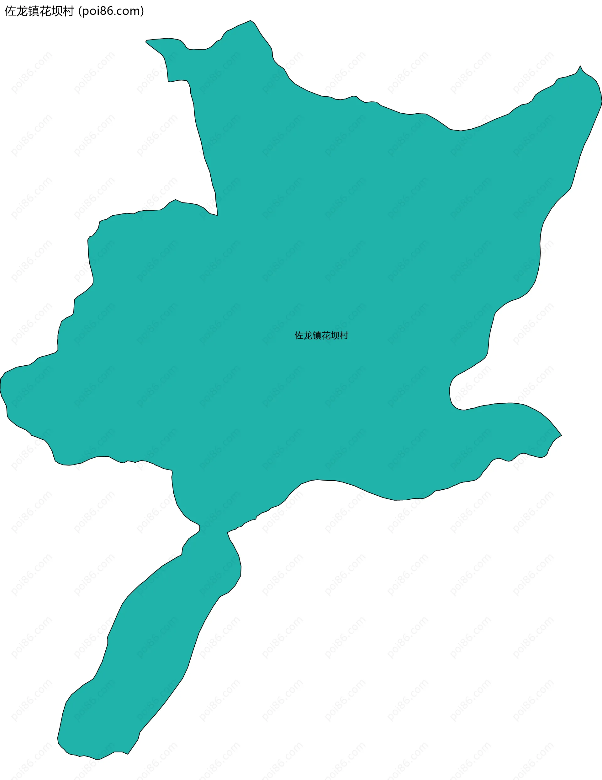 佐龙镇花坝村边界地图