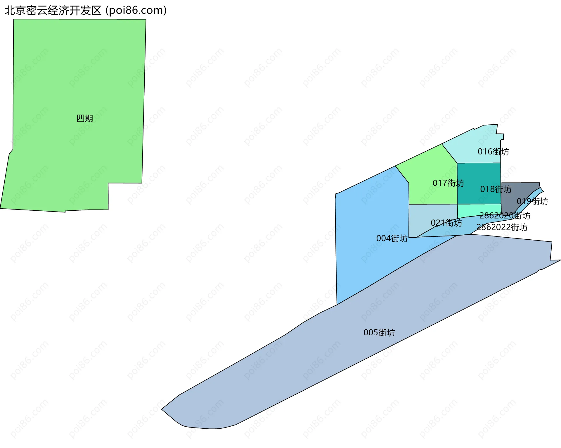 北京密云经济开发区边界地图(五级行政区划)
