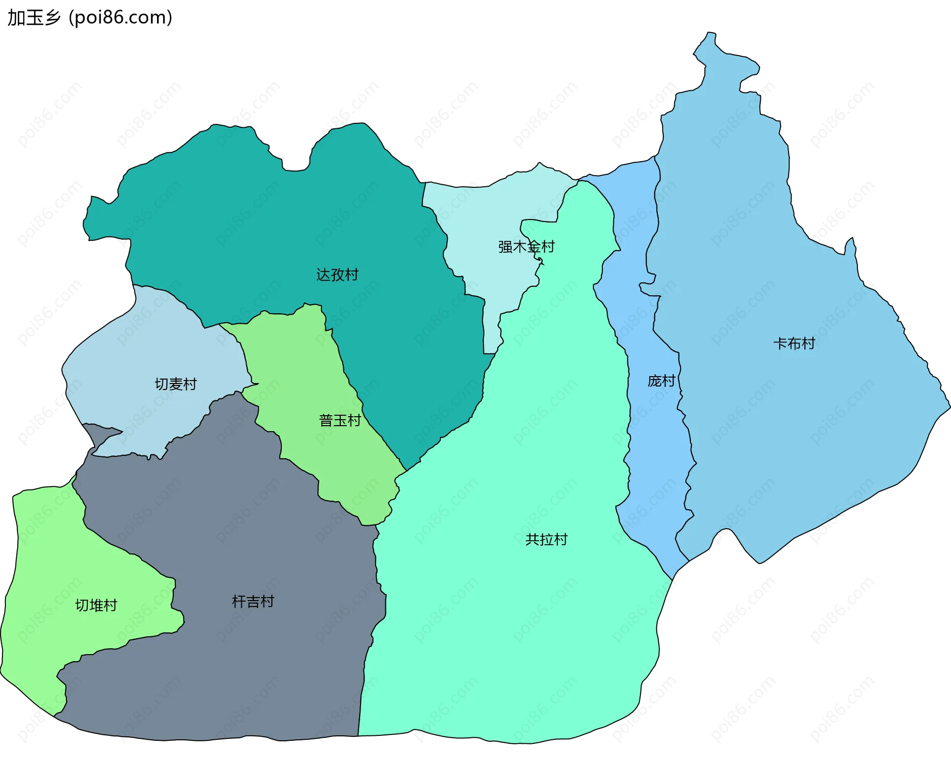 加玉乡边界地图(五级行政区划)