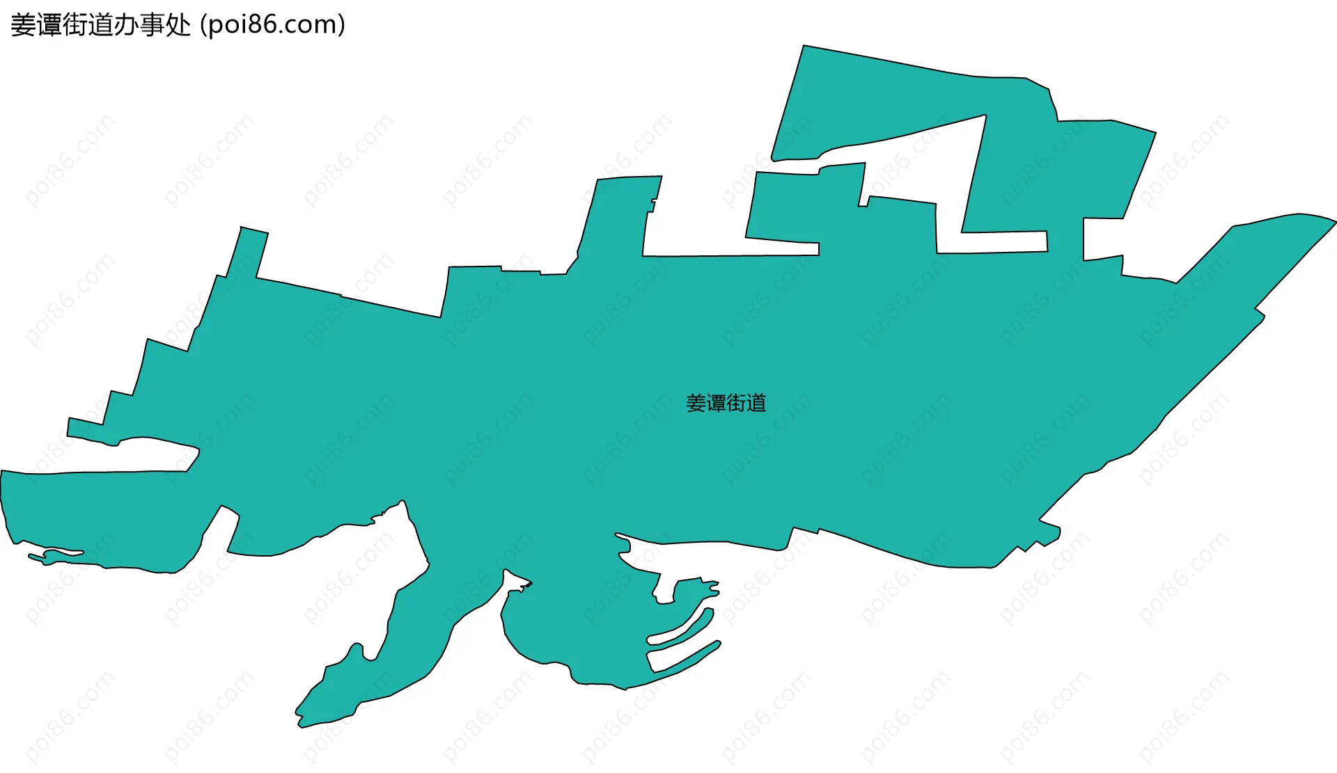 姜谭街道办事处边界地图(五级行政区划)