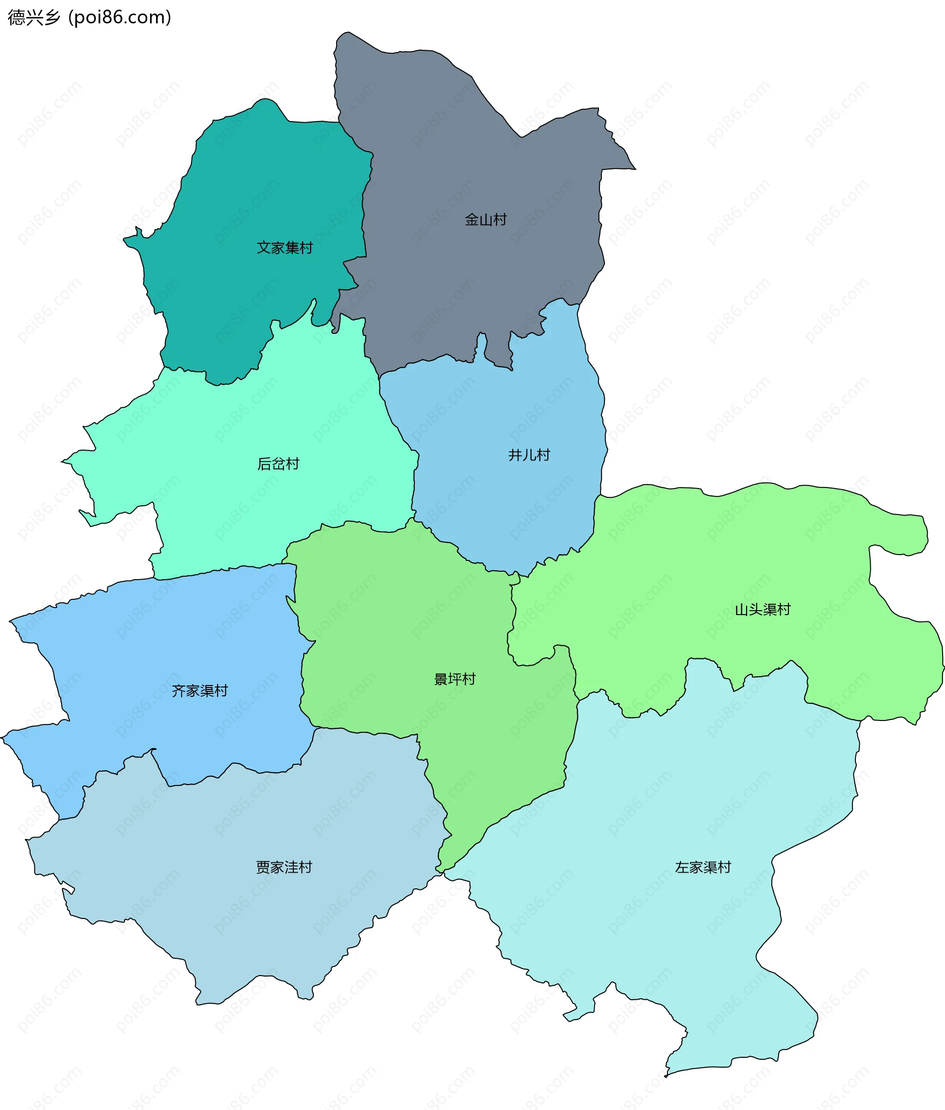 德兴乡边界地图(五级行政区划)