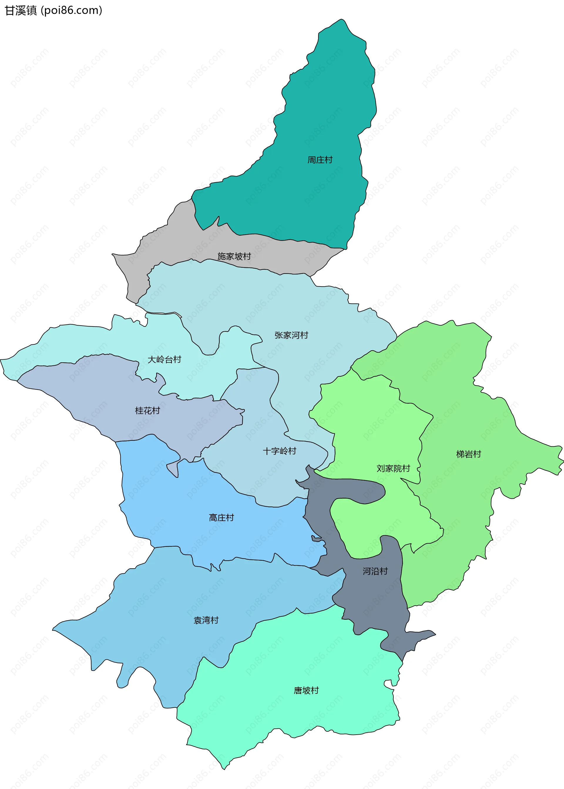 甘溪镇边界地图(五级行政区划)