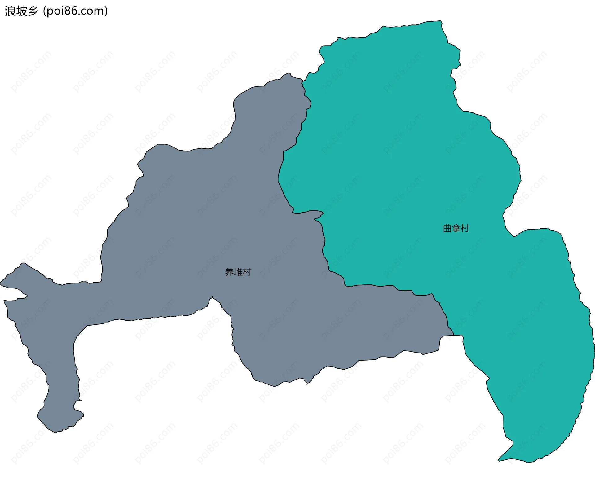 浪坡乡边界地图(五级行政区划)