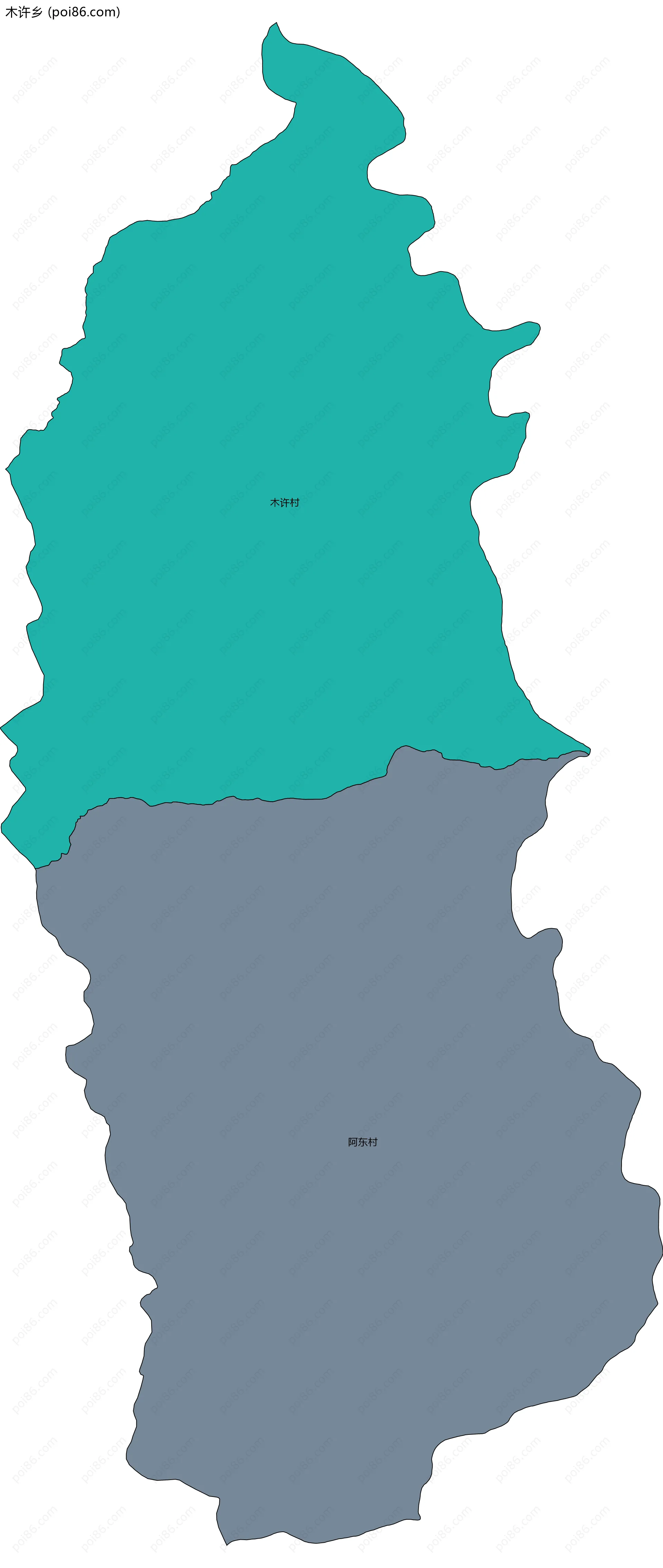 木许乡边界地图(五级行政区划)