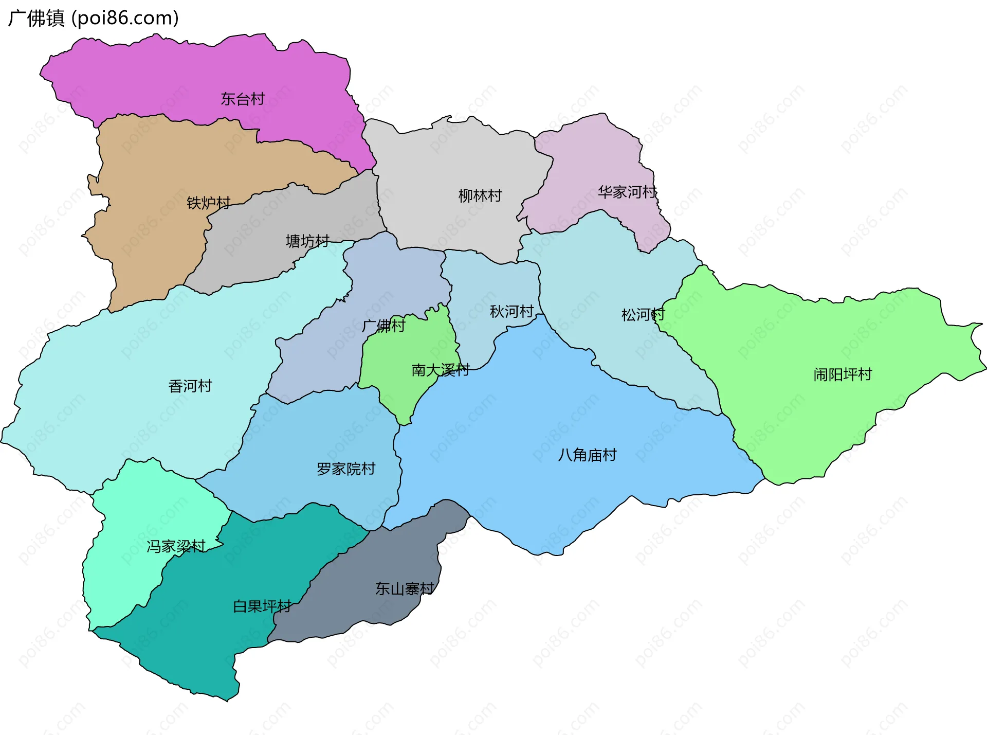 广佛镇边界地图(五级行政区划)