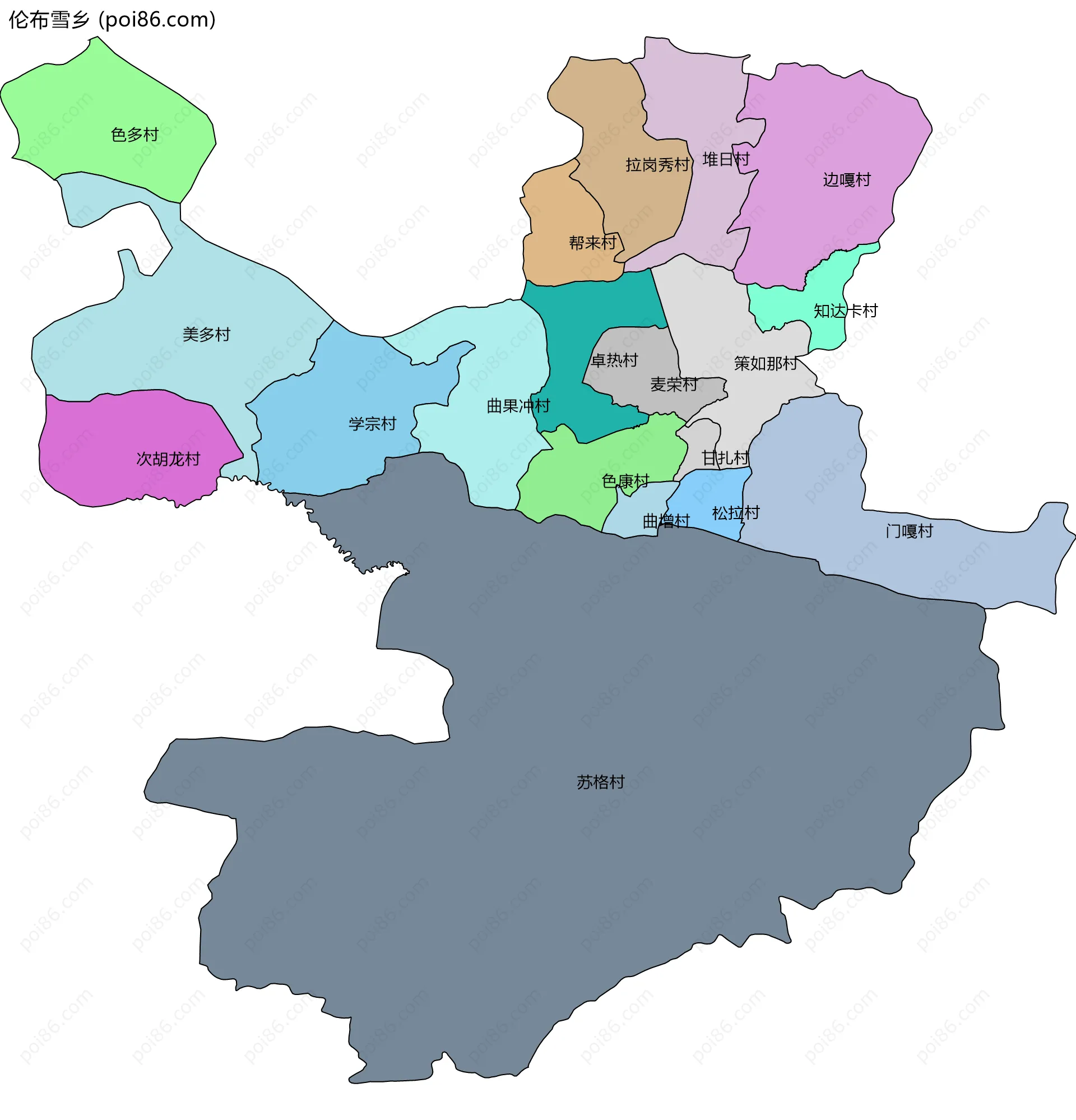 伦布雪乡边界地图(五级行政区划)