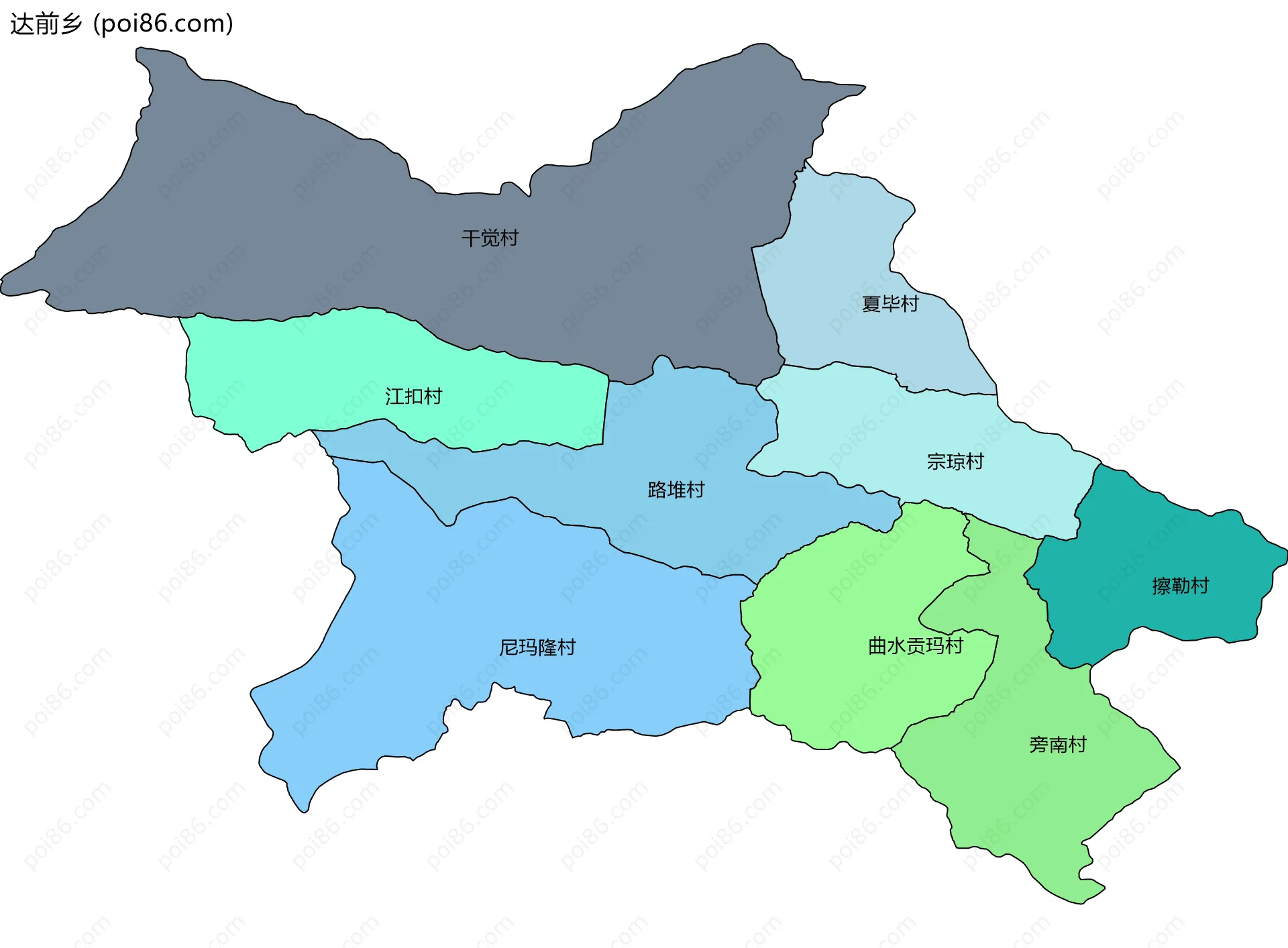 达前乡边界地图(五级行政区划)