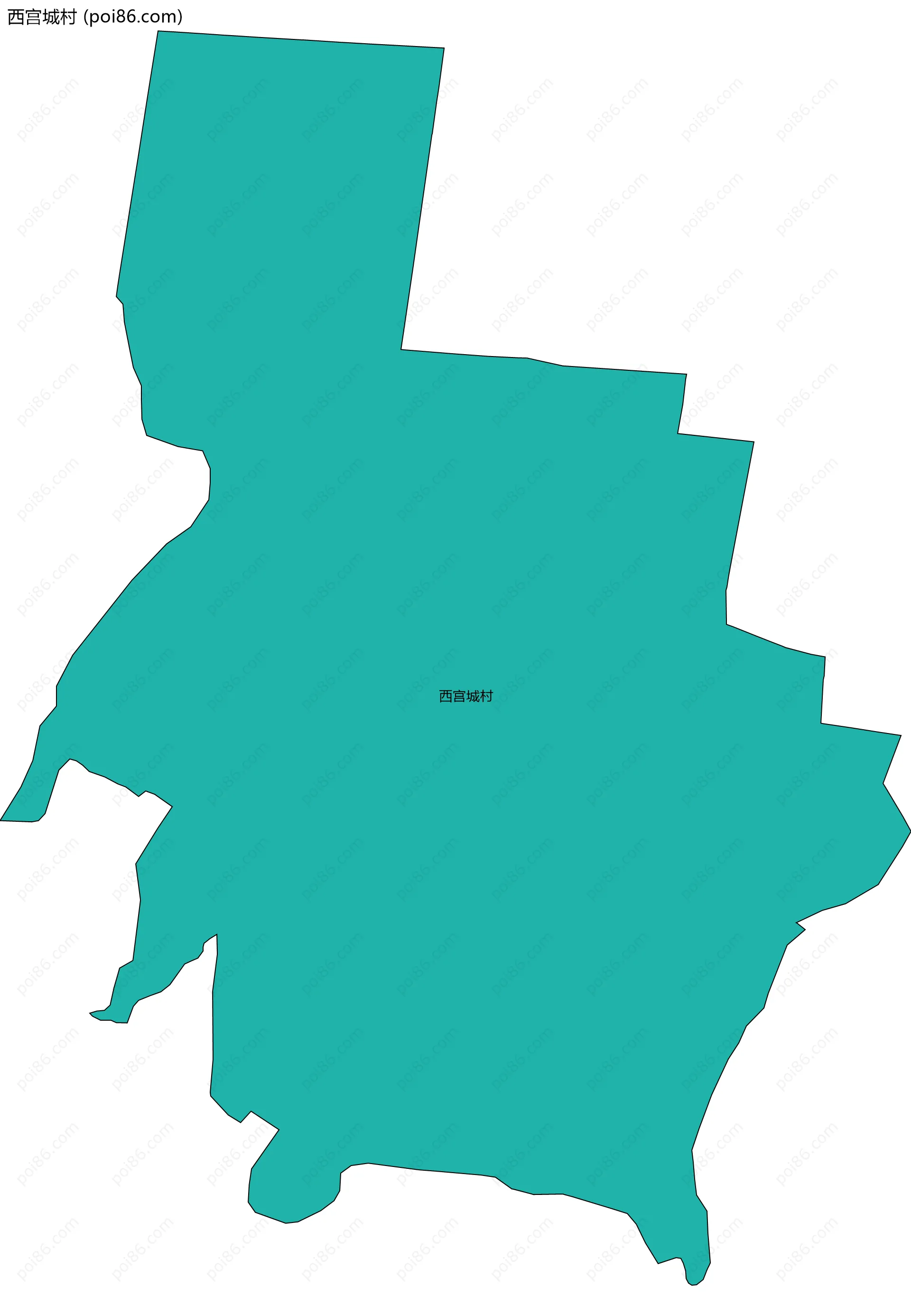 西宫城村边界地图