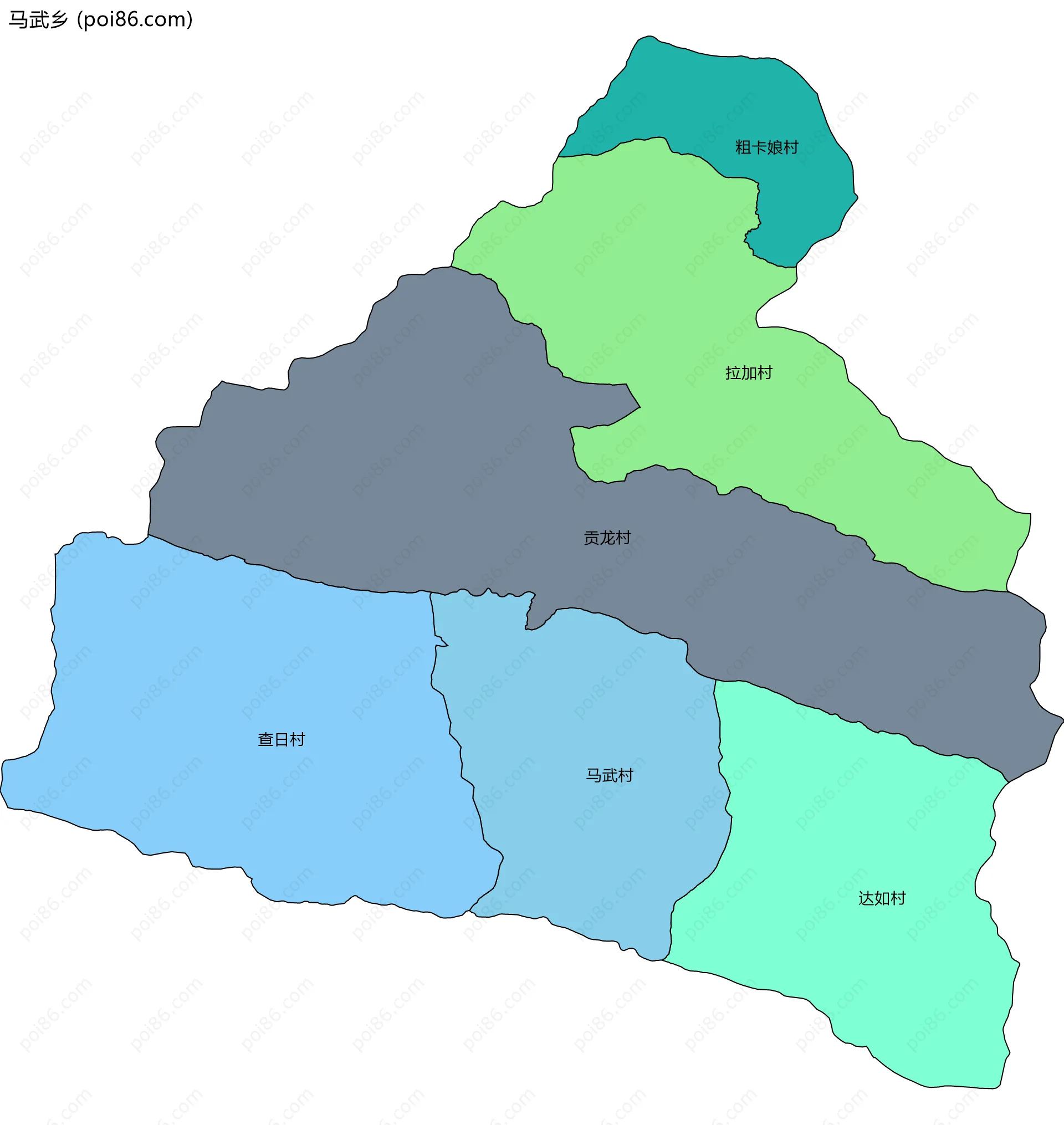 马武乡边界地图(五级行政区划)