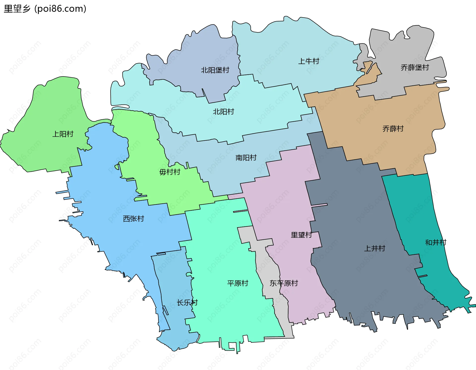 里望乡边界地图(五级行政区划)