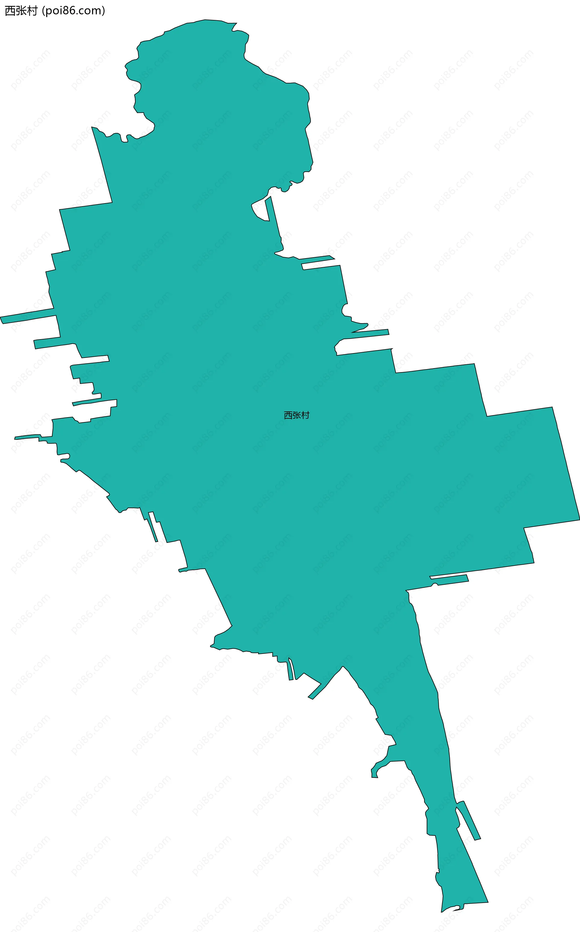 西张村边界地图