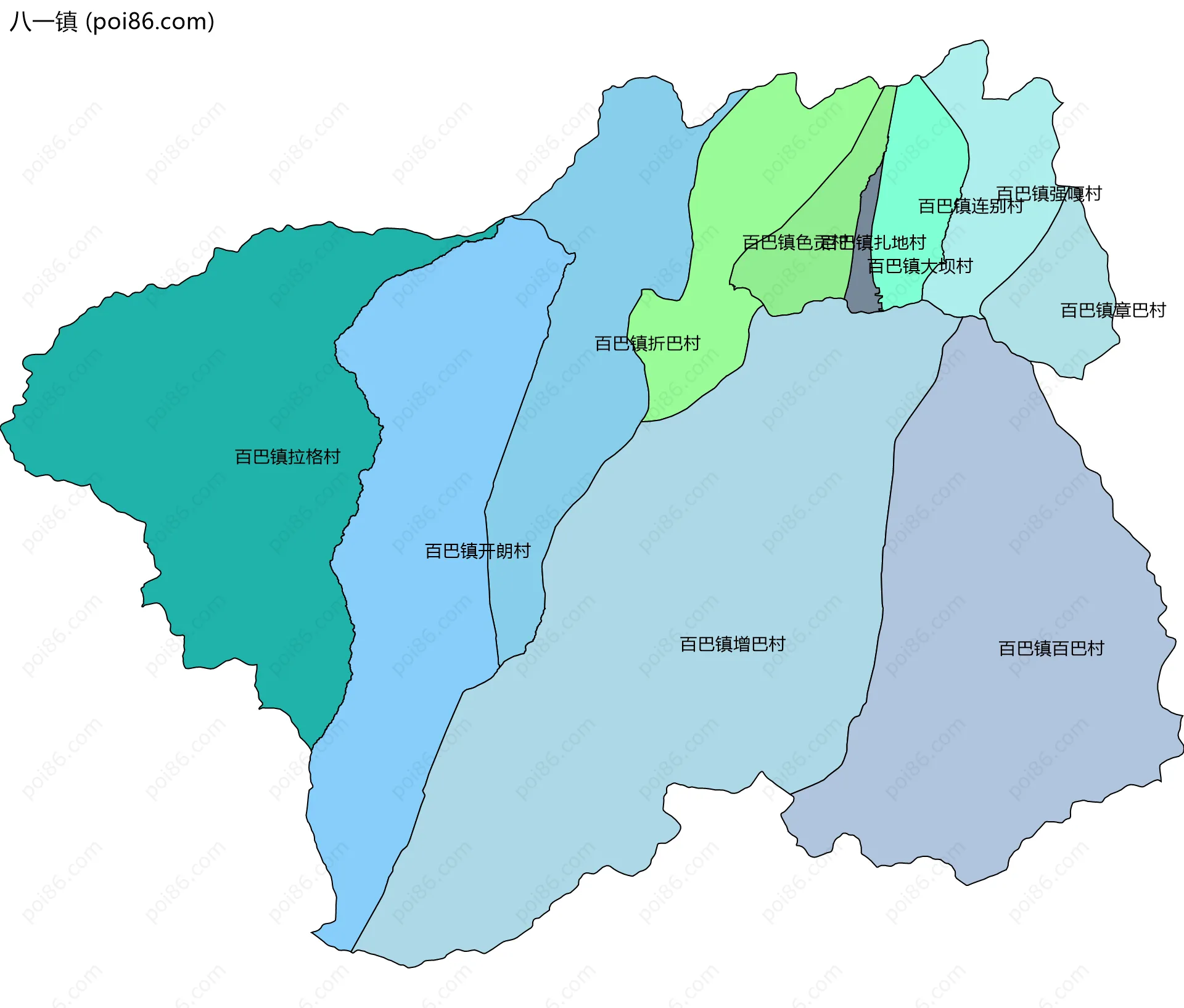 八一镇边界地图(五级行政区划)