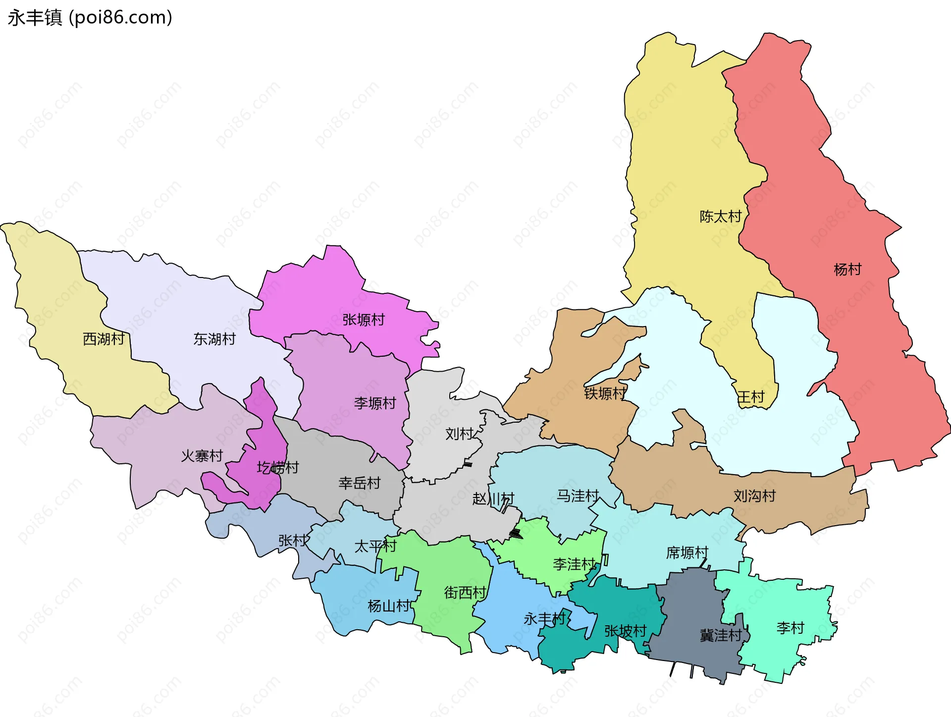 永丰镇边界地图(五级行政区划)