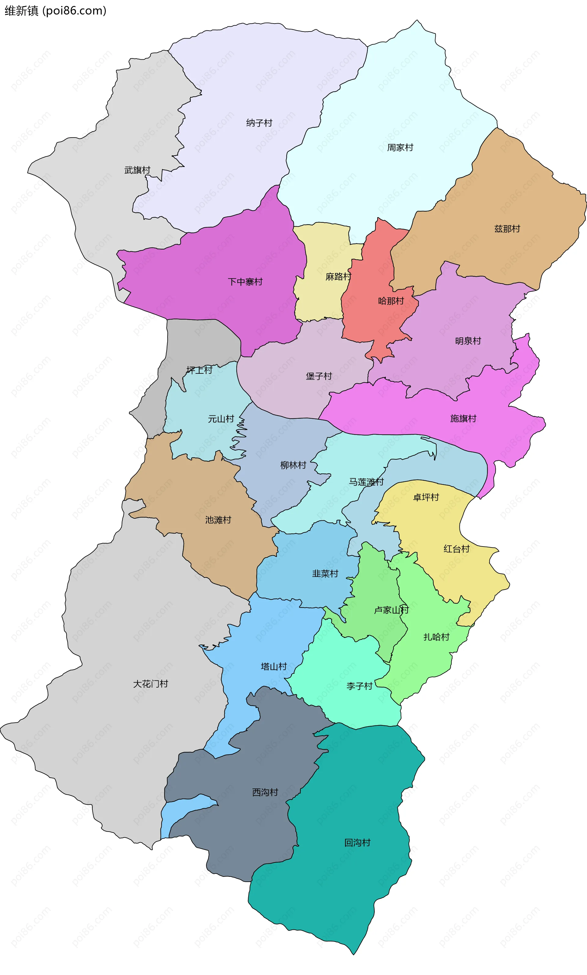 维新镇边界地图(五级行政区划)