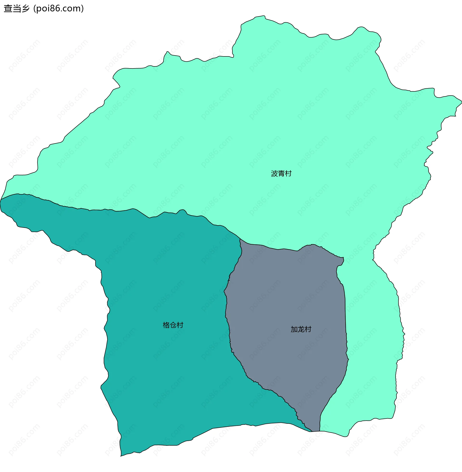 查当乡边界地图(五级行政区划)