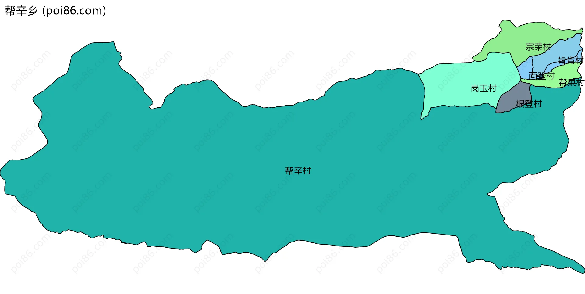帮辛乡边界地图(五级行政区划)