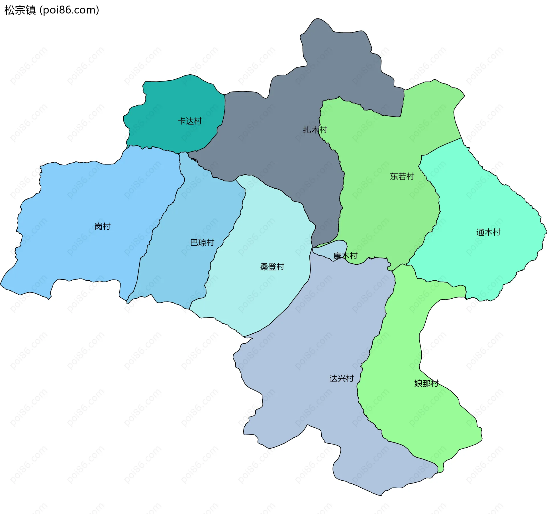 松宗镇边界地图(五级行政区划)