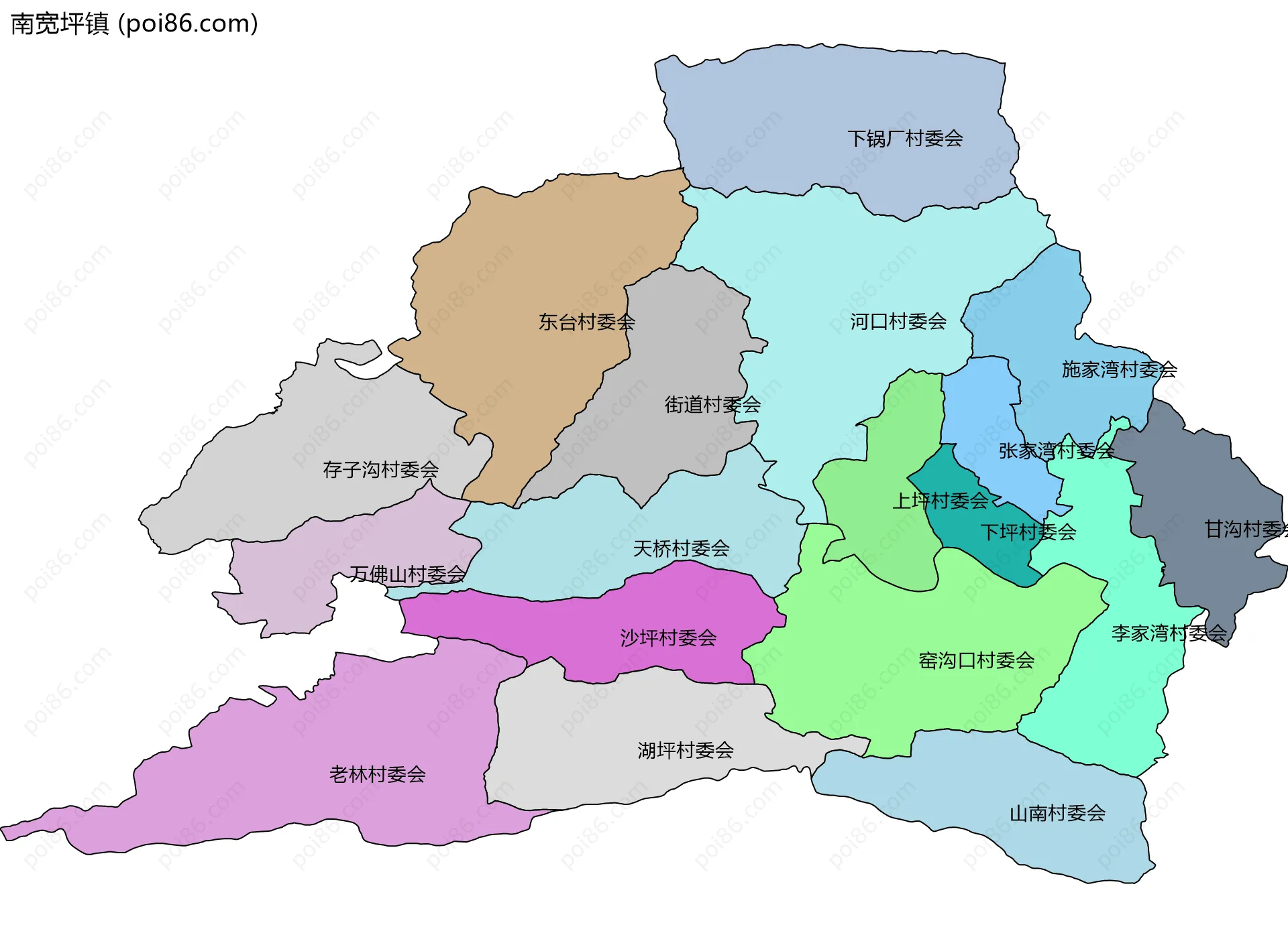 南宽坪镇边界地图(五级行政区划)