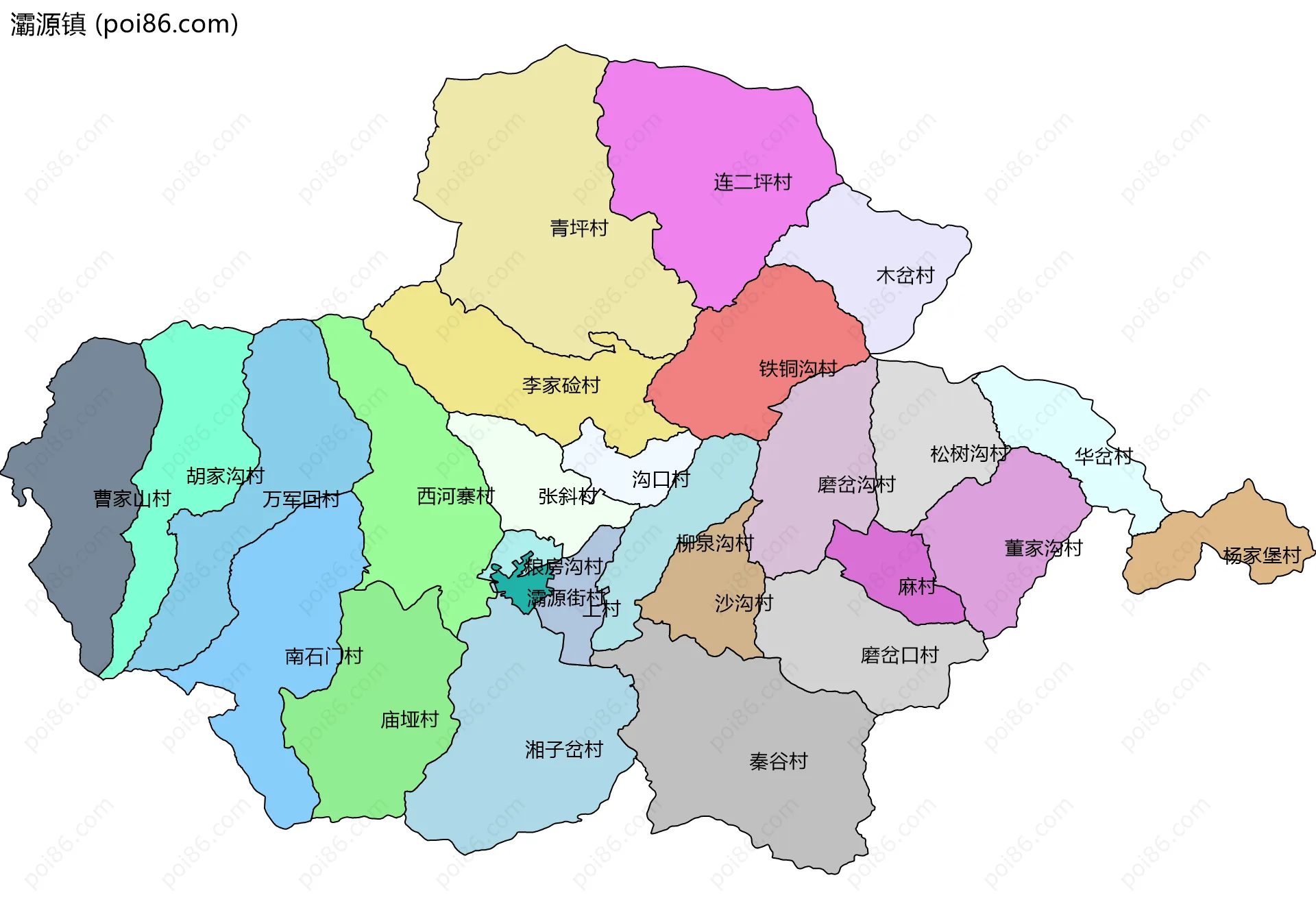 灞源镇边界地图(五级行政区划)