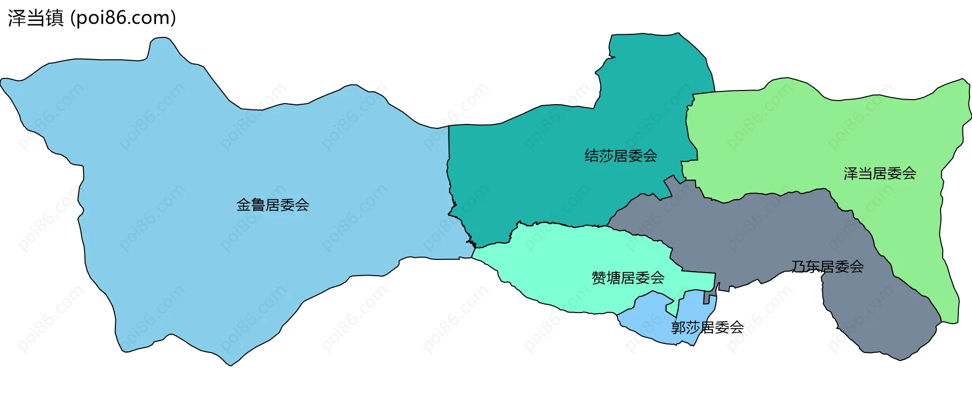 泽当镇边界地图(五级行政区划)