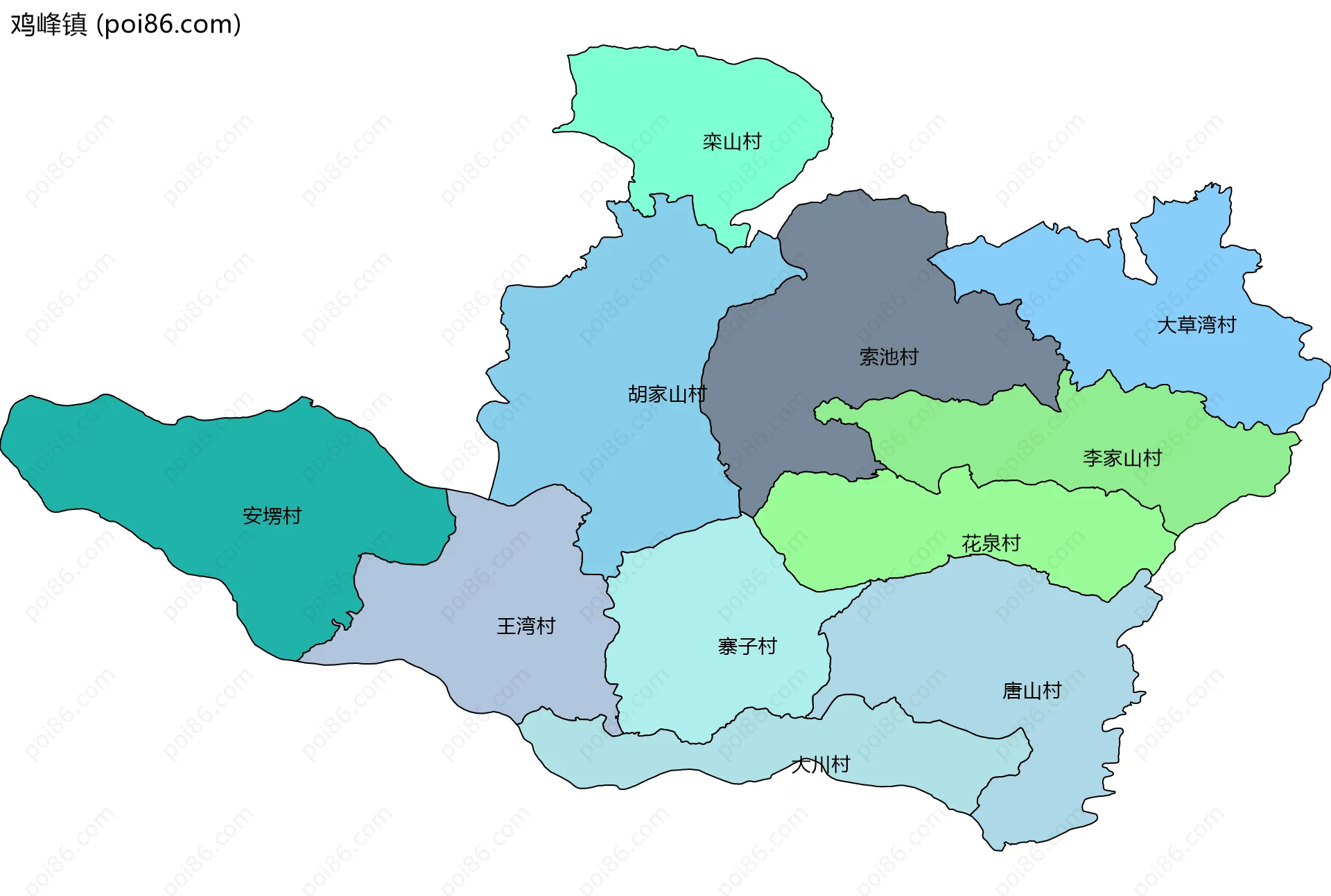 鸡峰镇边界地图(五级行政区划)