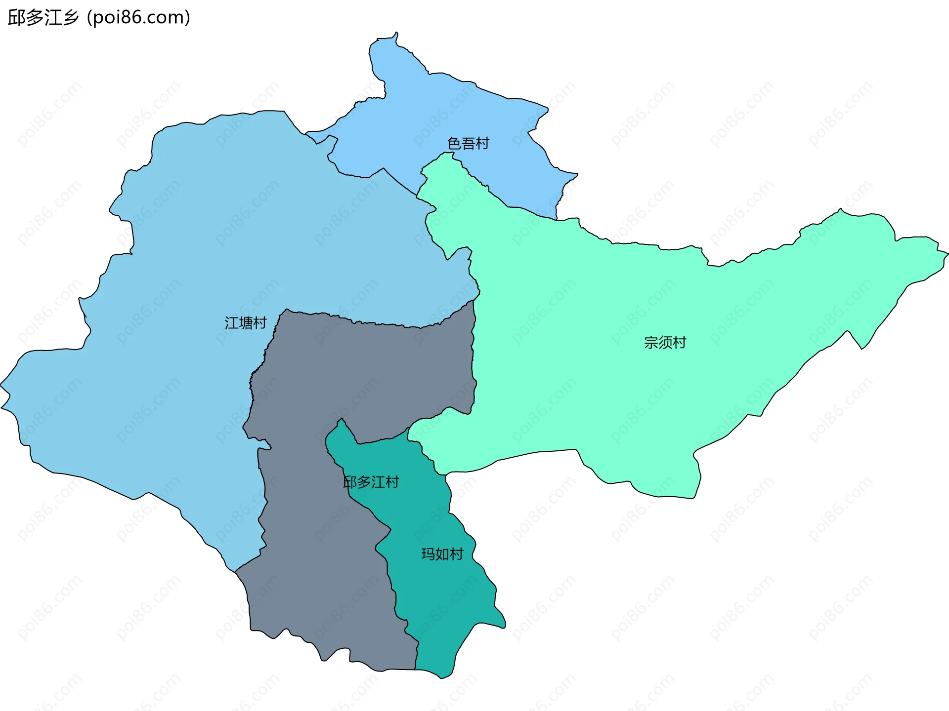 邱多江乡边界地图(五级行政区划)