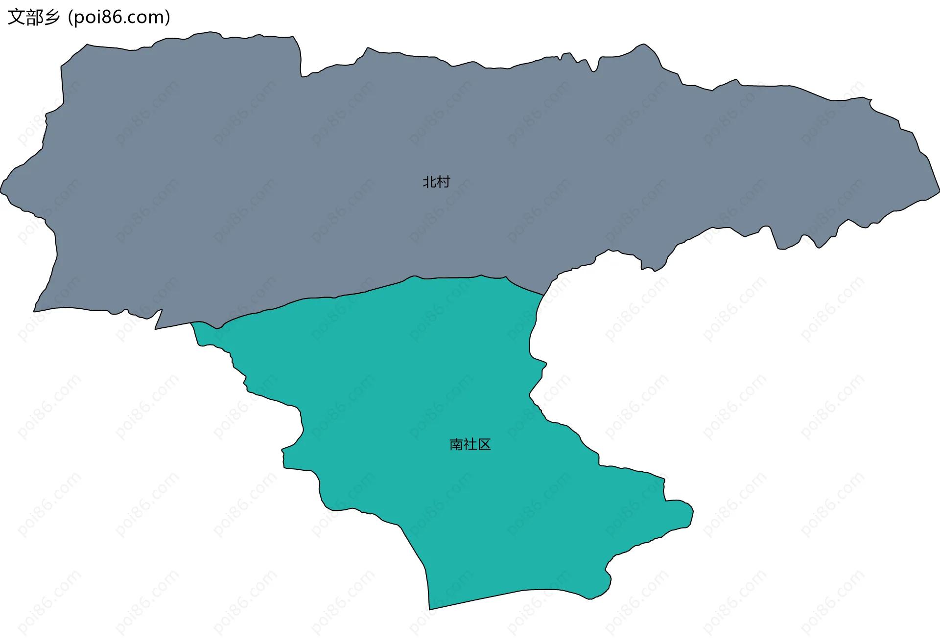 文部乡边界地图(五级行政区划)