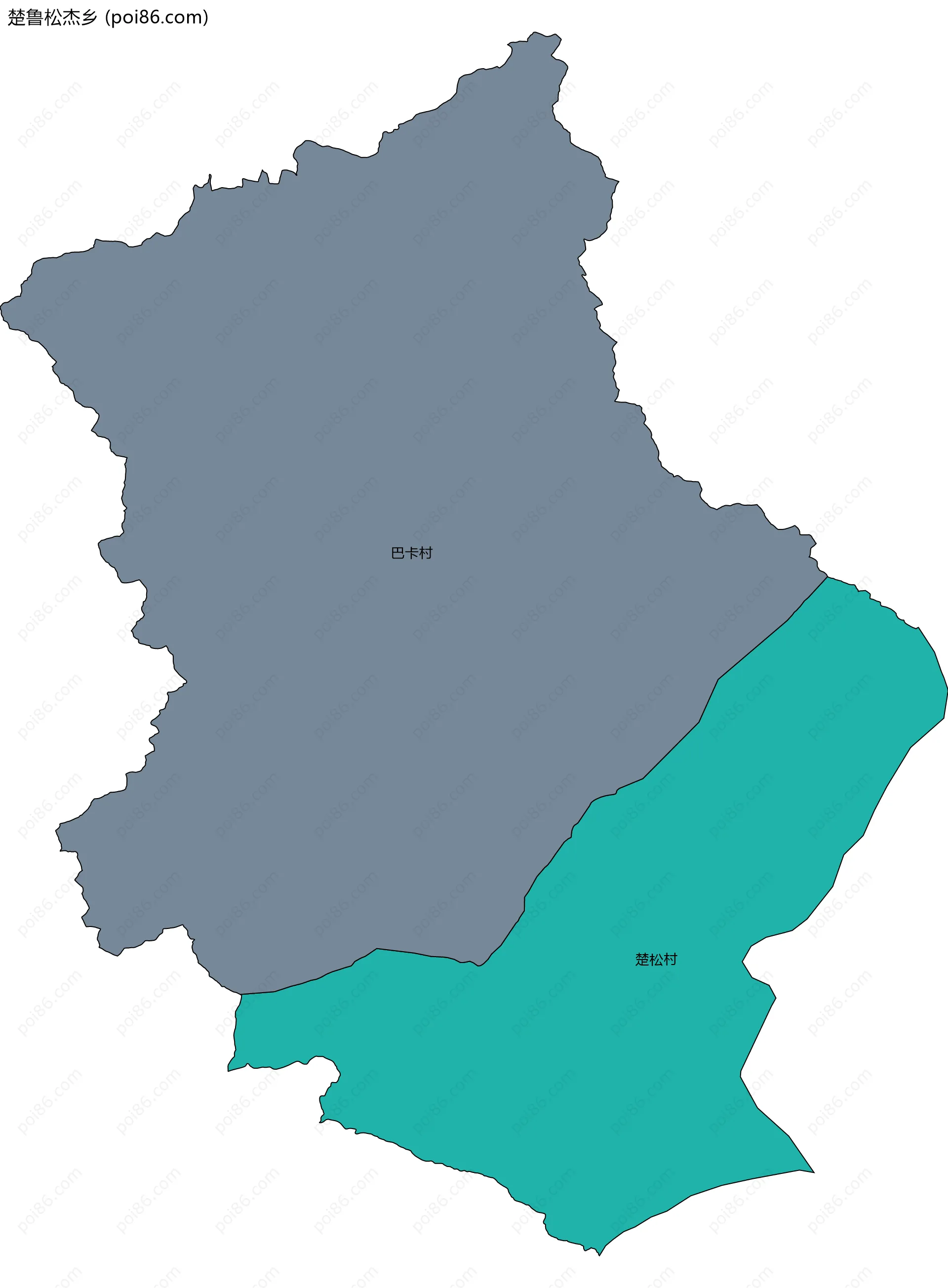 楚鲁松杰乡边界地图(五级行政区划)