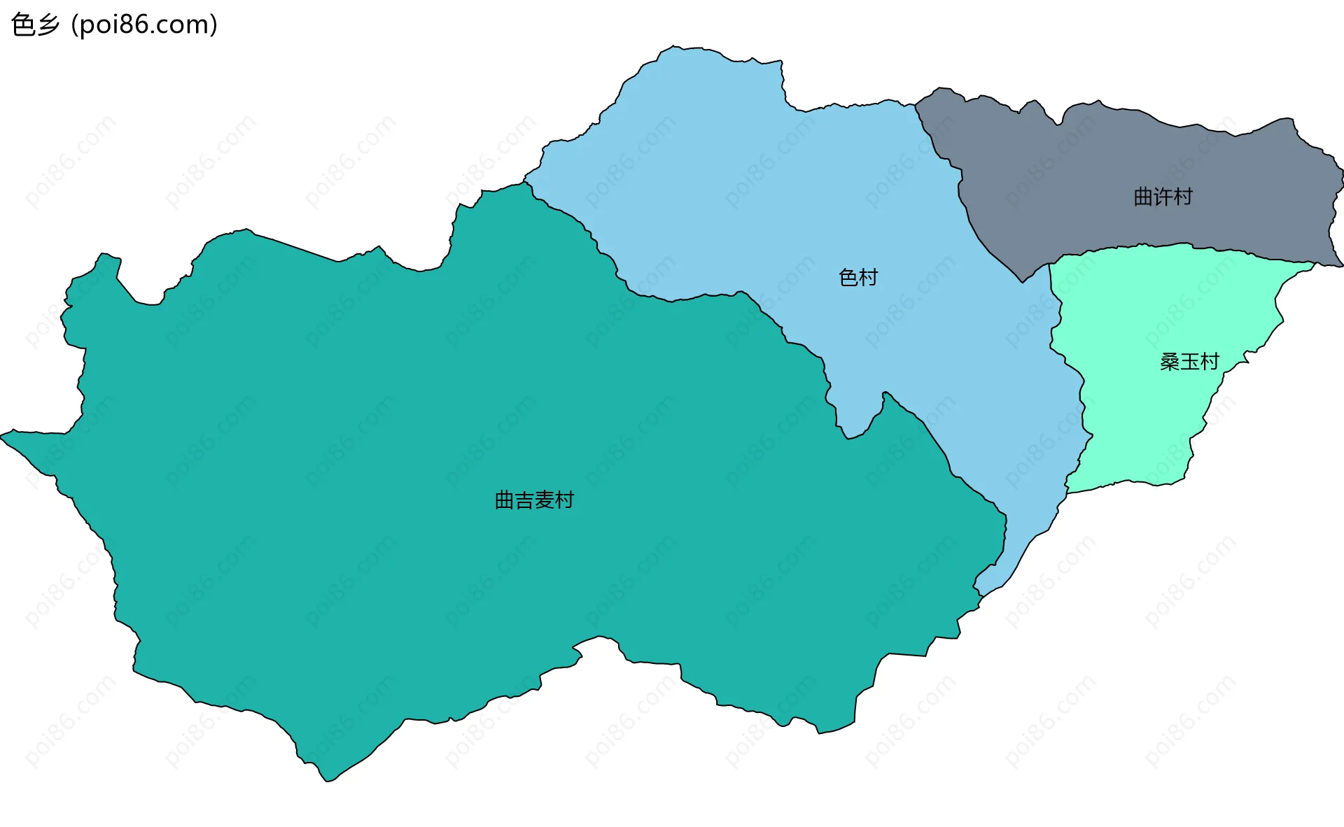 色乡边界地图(五级行政区划)