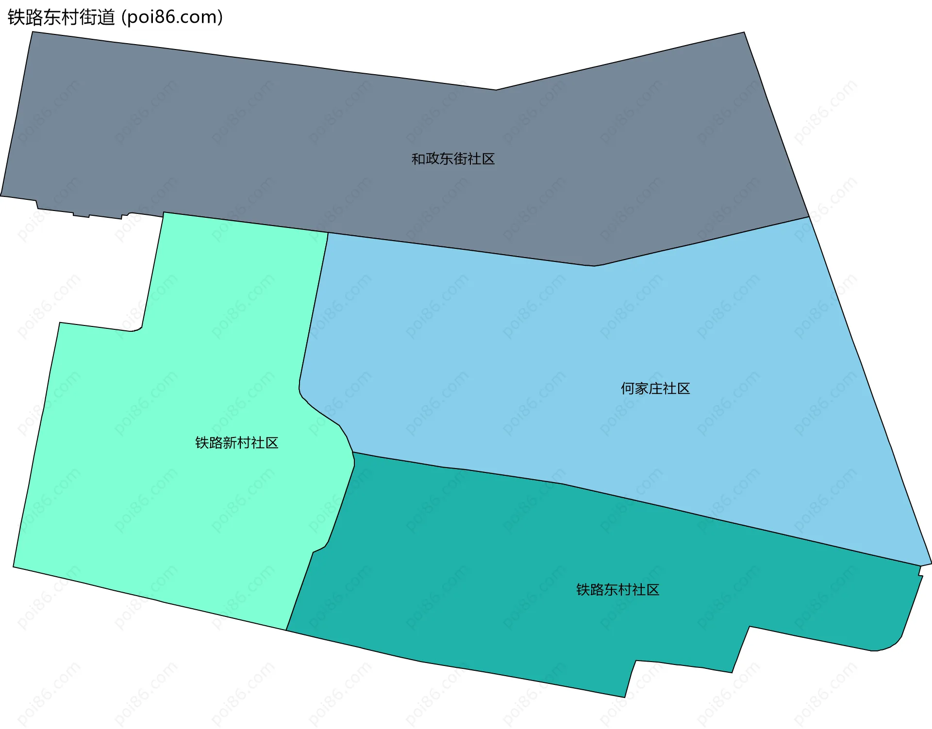铁路东村街道边界地图(五级行政区划)