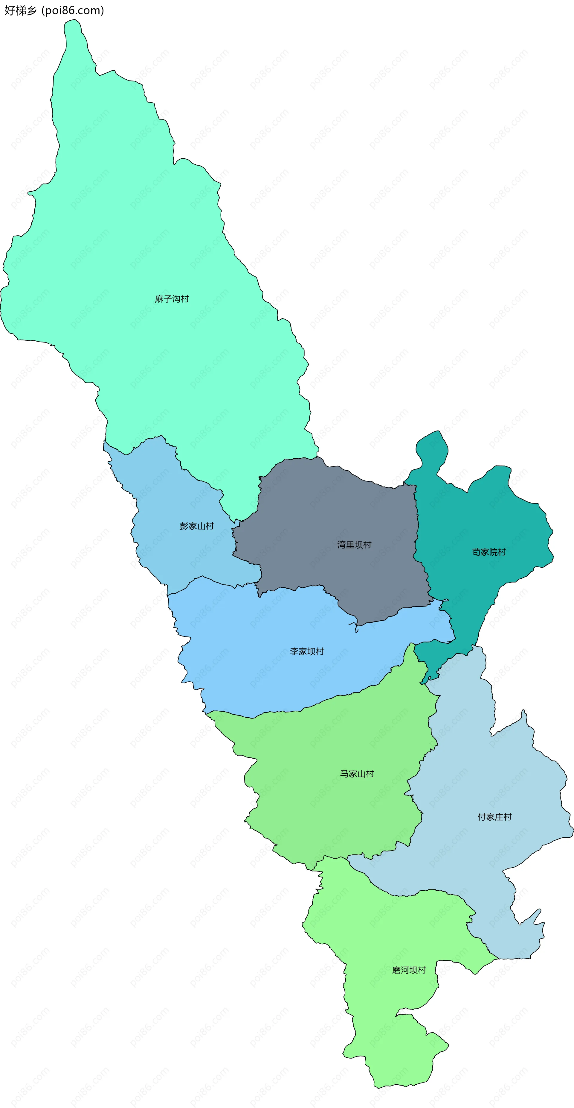 好梯乡边界地图(五级行政区划)