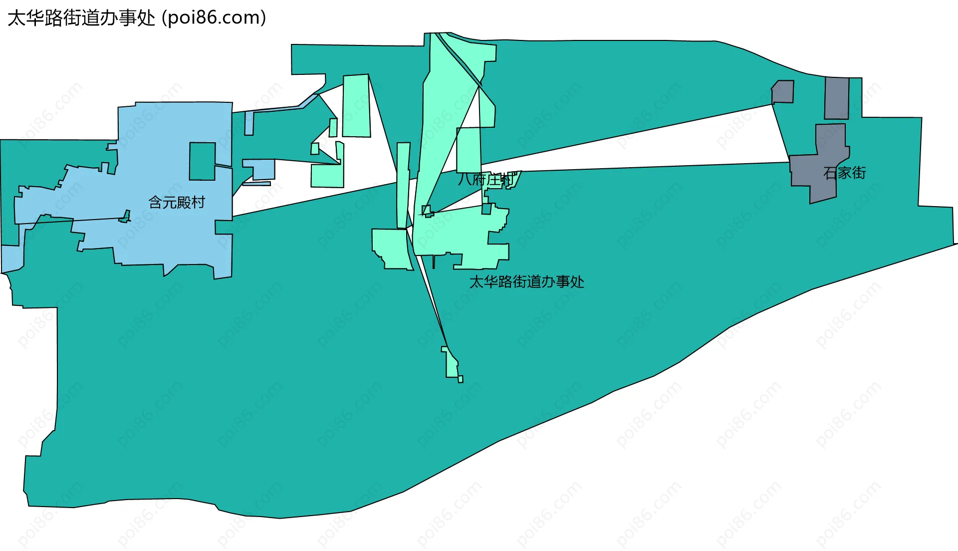太华路街道办事处边界地图(五级行政区划)