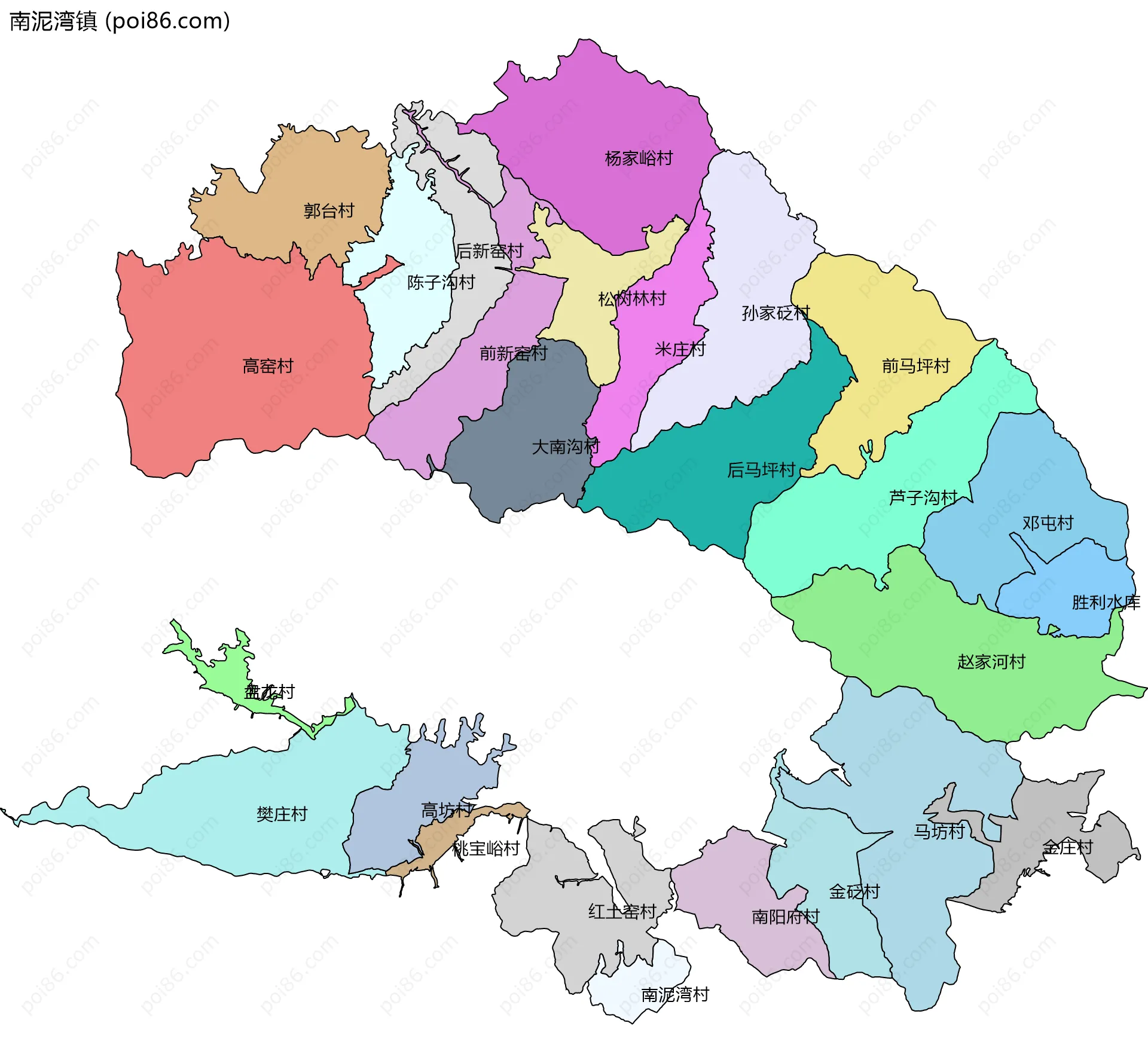 南泥湾镇边界地图(五级行政区划)
