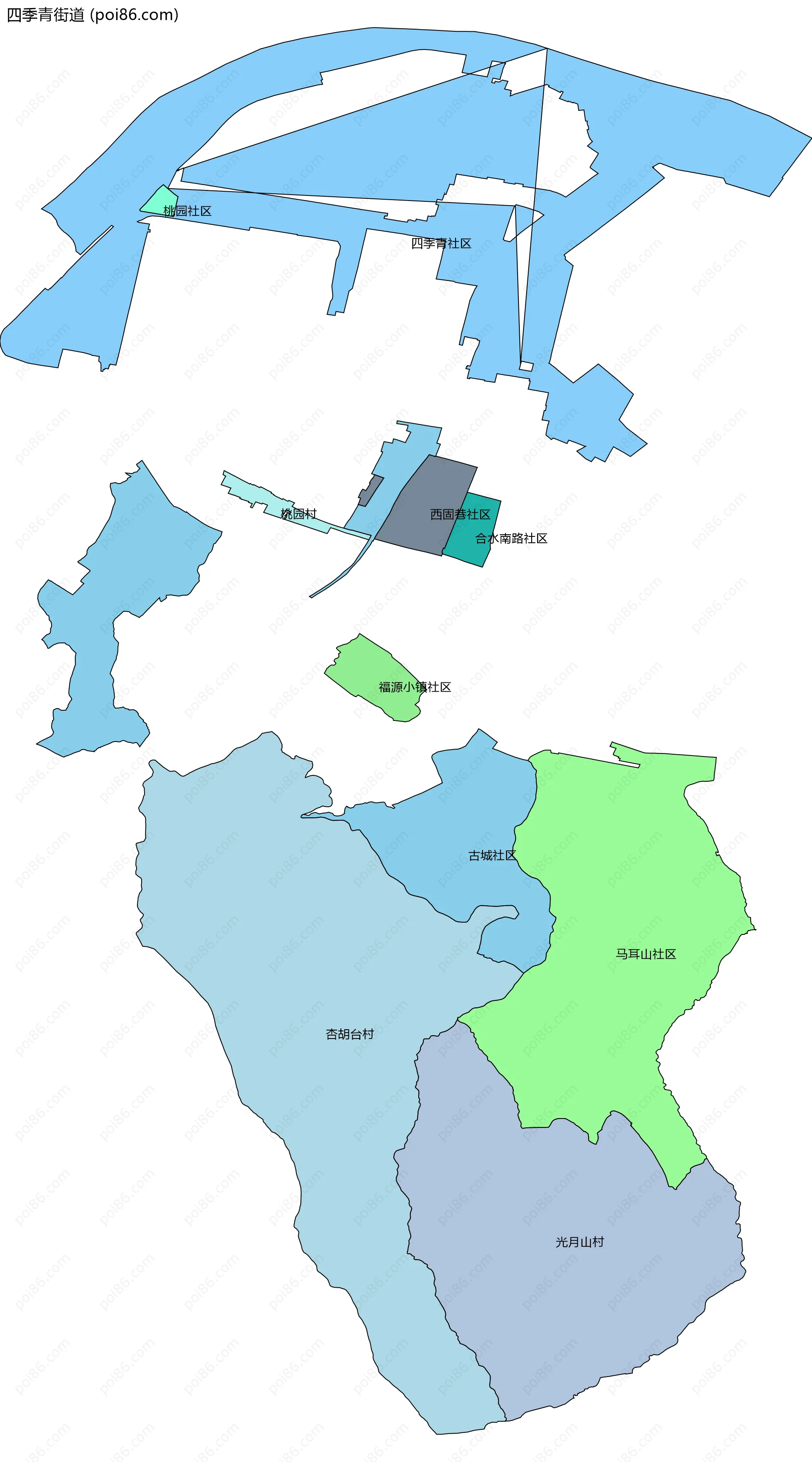四季青街道边界地图(五级行政区划)