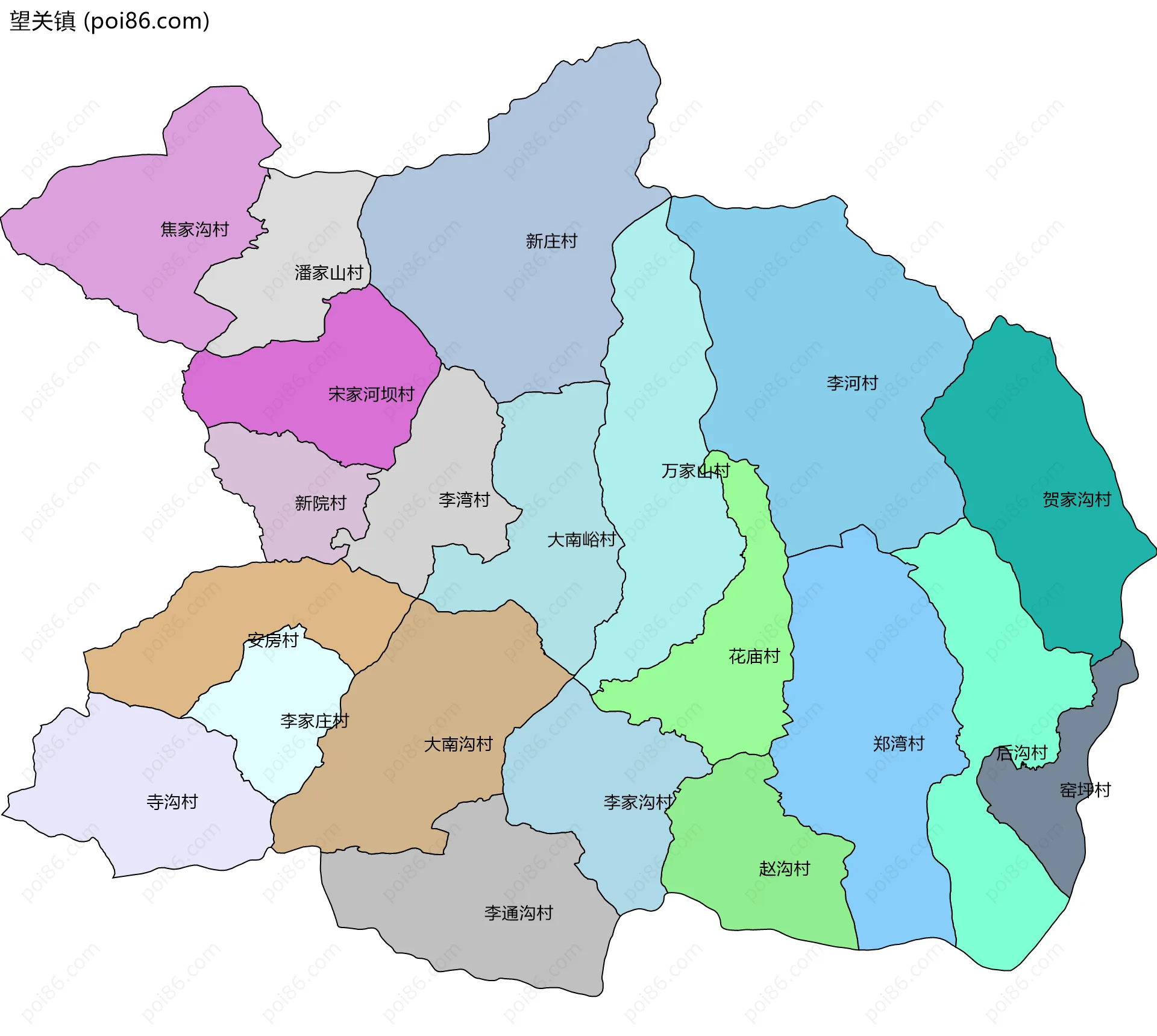 望关镇边界地图(五级行政区划)