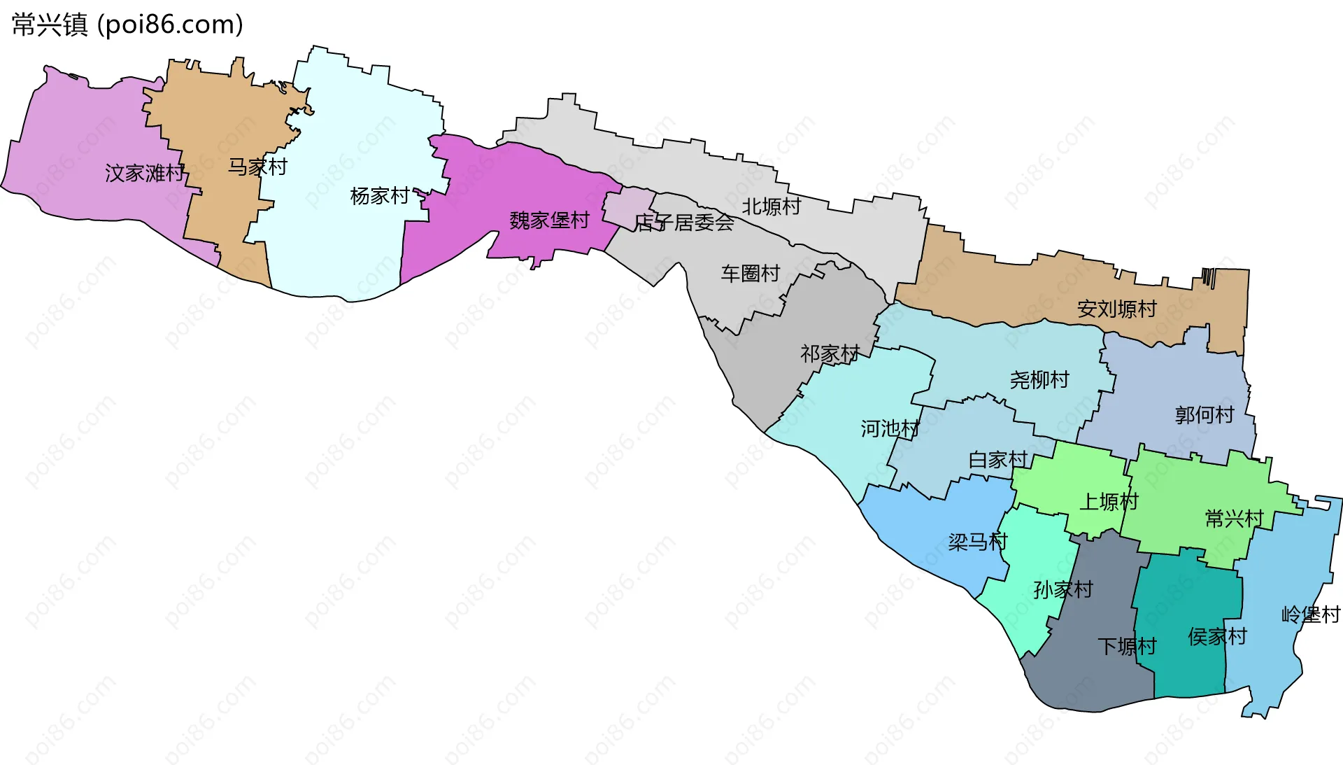 常兴镇边界地图(五级行政区划)