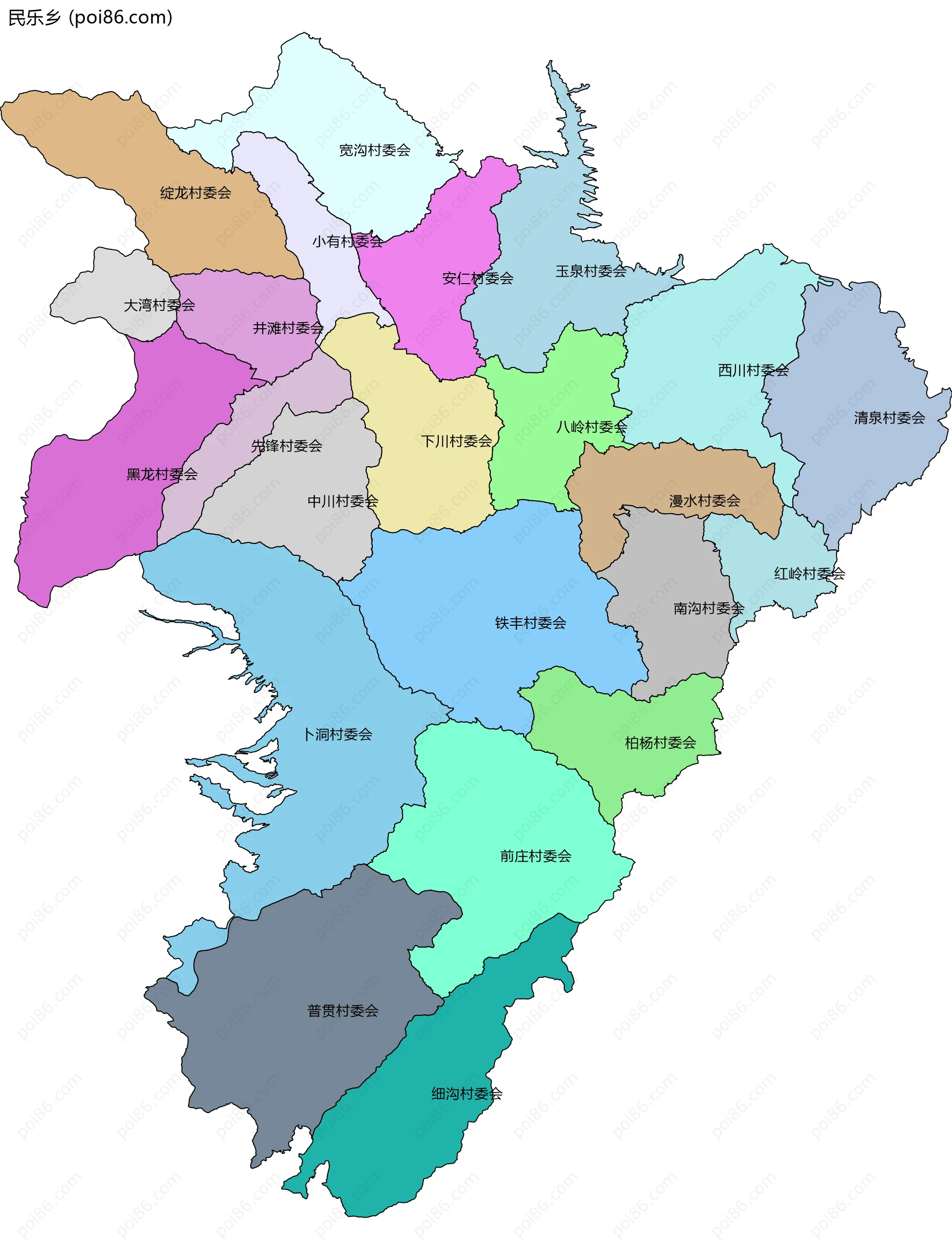 民乐乡边界地图(五级行政区划)