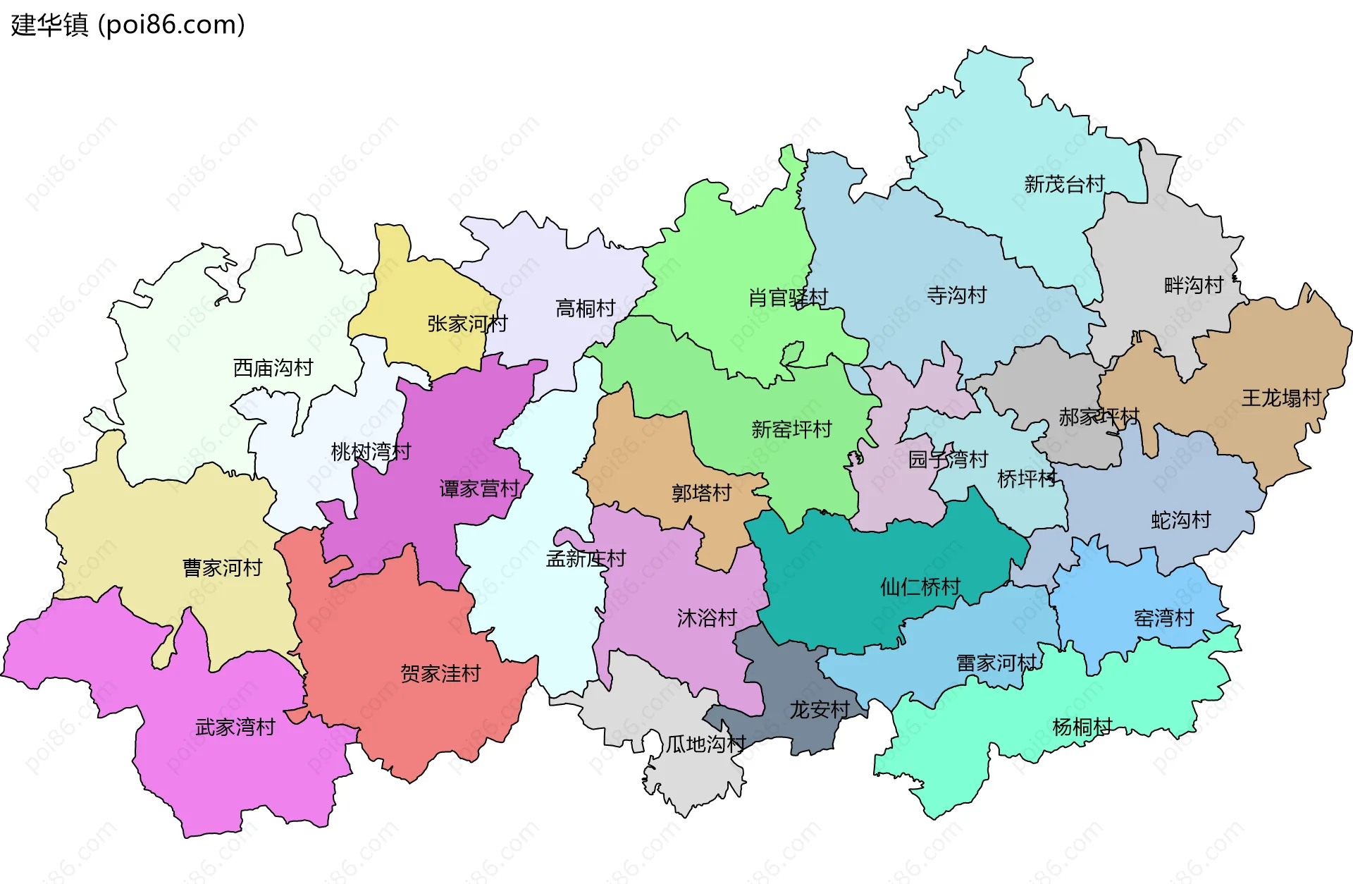 建华镇边界地图(五级行政区划)