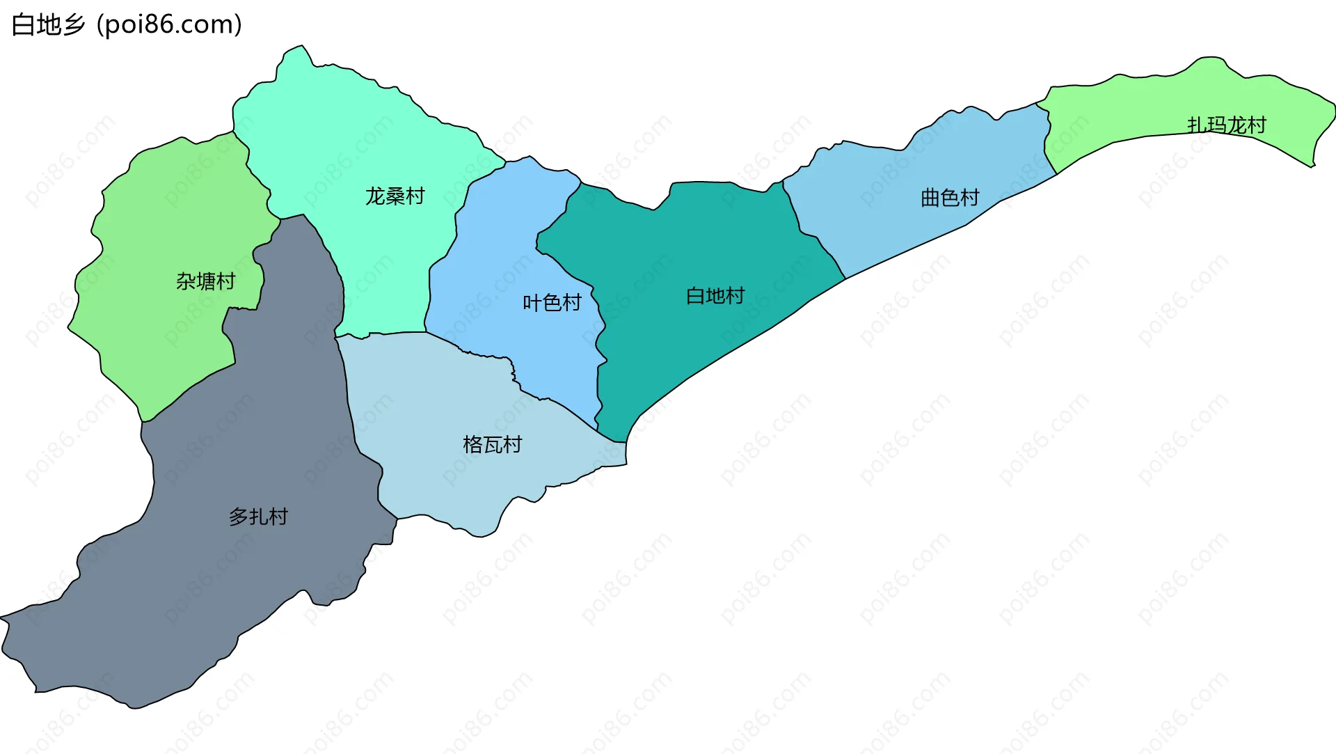 白地乡边界地图(五级行政区划)
