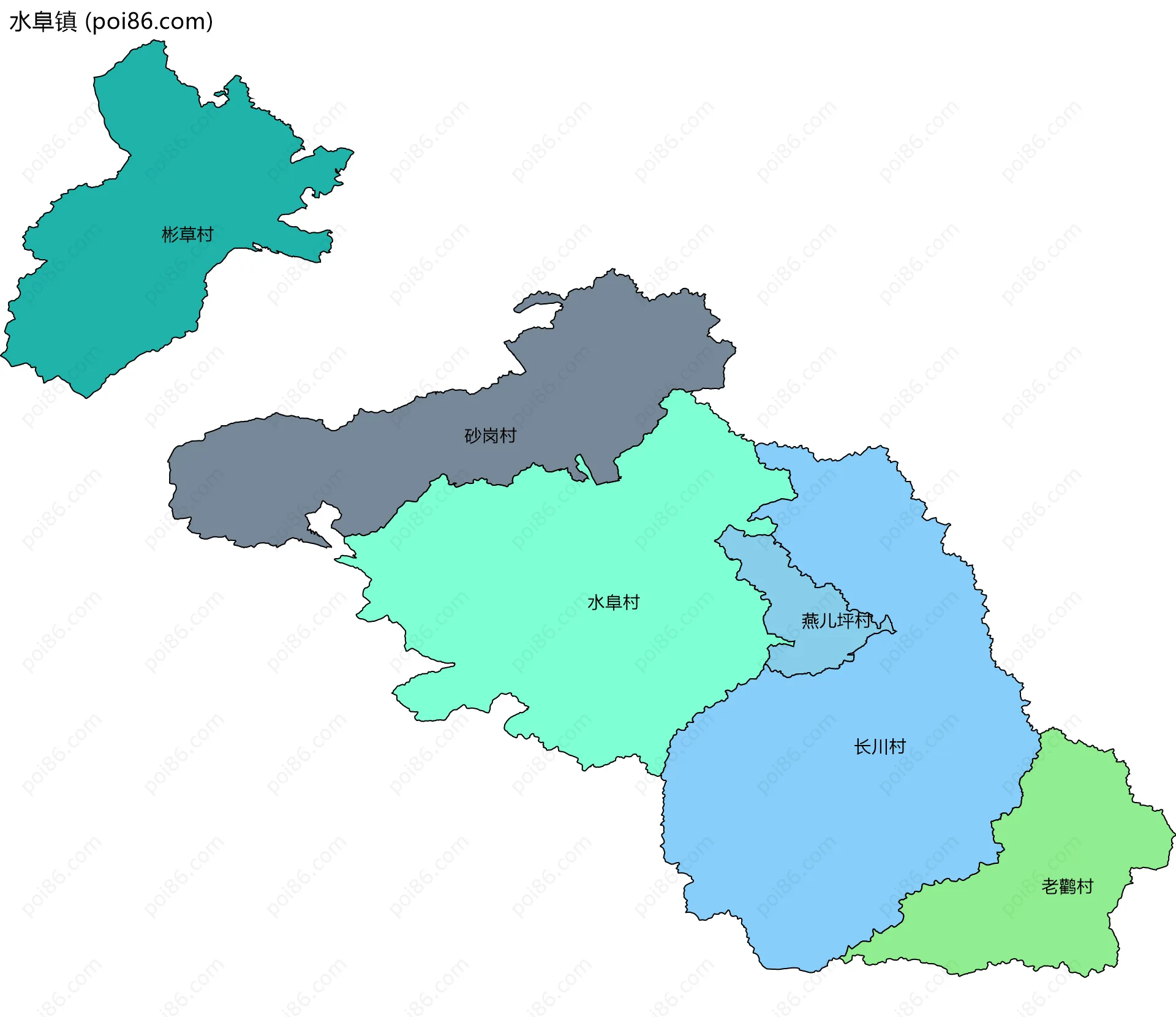 水阜镇边界地图(五级行政区划)