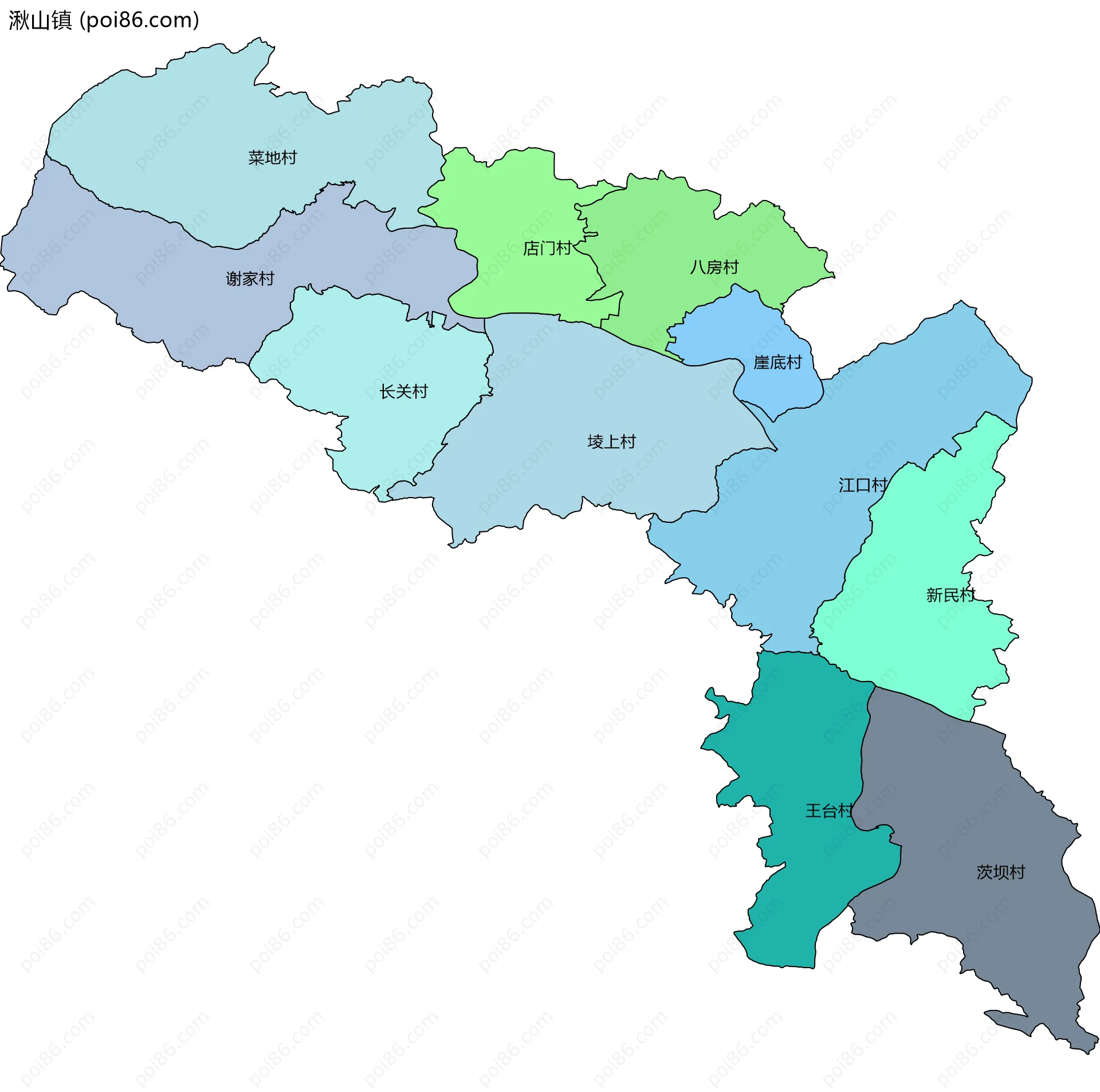 湫山镇边界地图(五级行政区划)